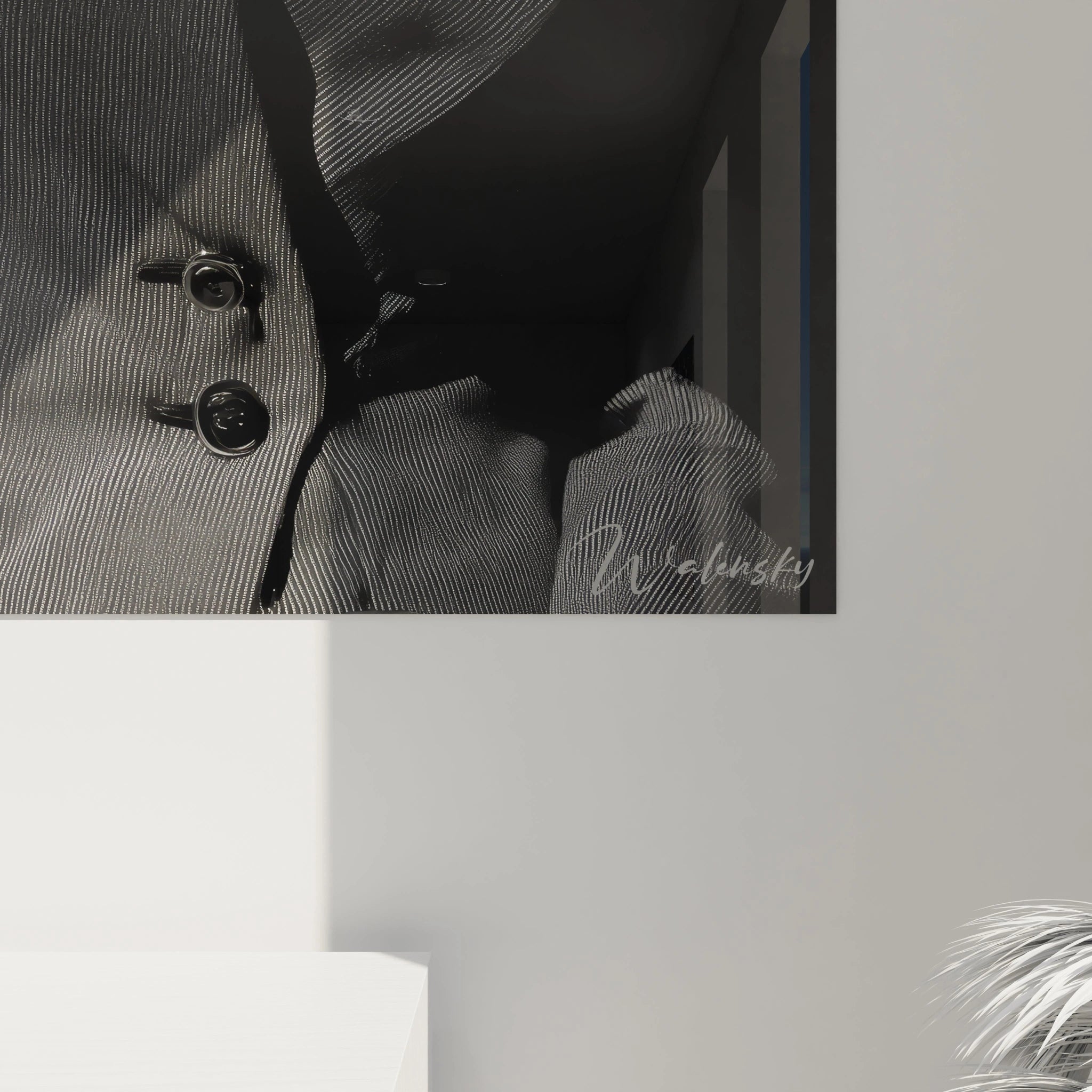 Tableau dame aux lunettes de Walensky, élégant portrait noir et blanc pour décoration murale