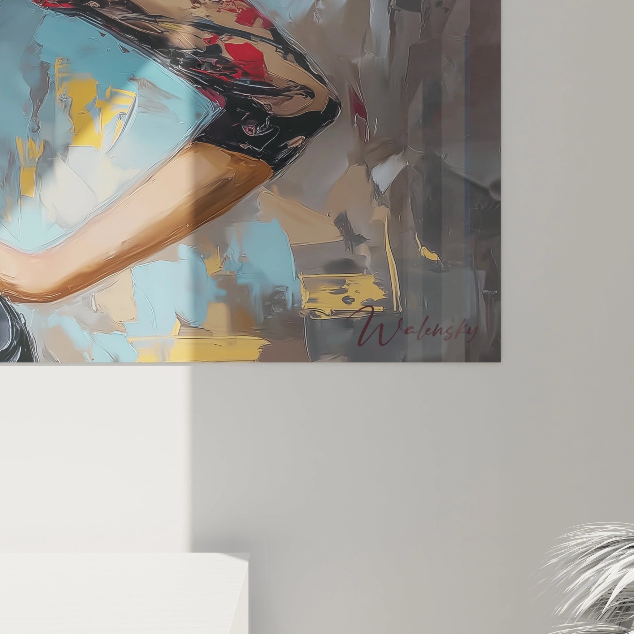 Tableau mural femme élégante de Walensky sur fond abstrait avec des couleurs vives