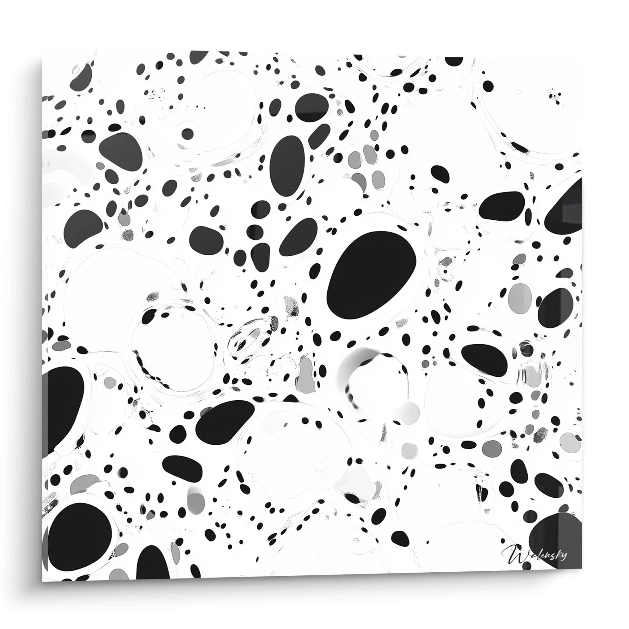 Tableau tacheté noir et blanc de Walensky avec un design moderne et abstrait