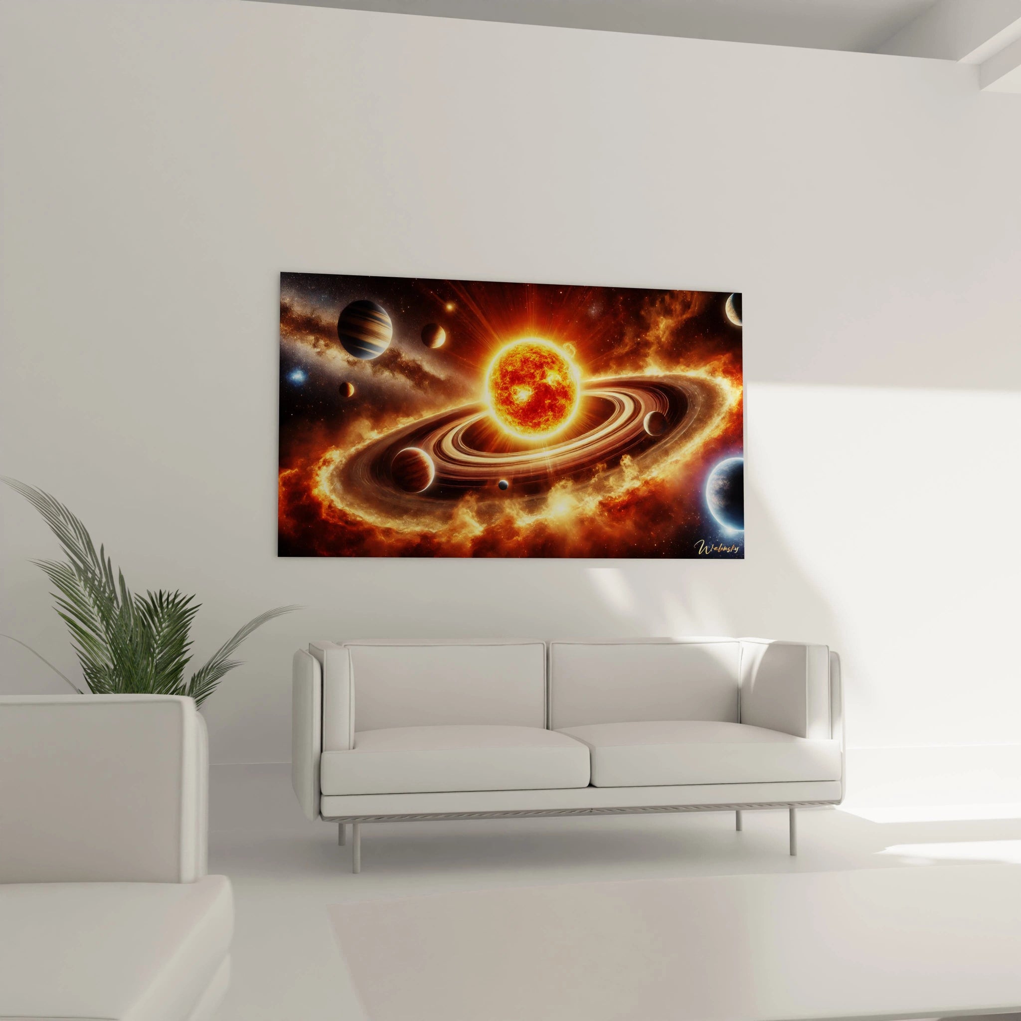 Salon : Offrez a votre salon une dimension cosmique avec ce tableau Systeme Solaire. Ses couleurs intenses et details realistes captent le regard et creent une atmosphere fascinante.