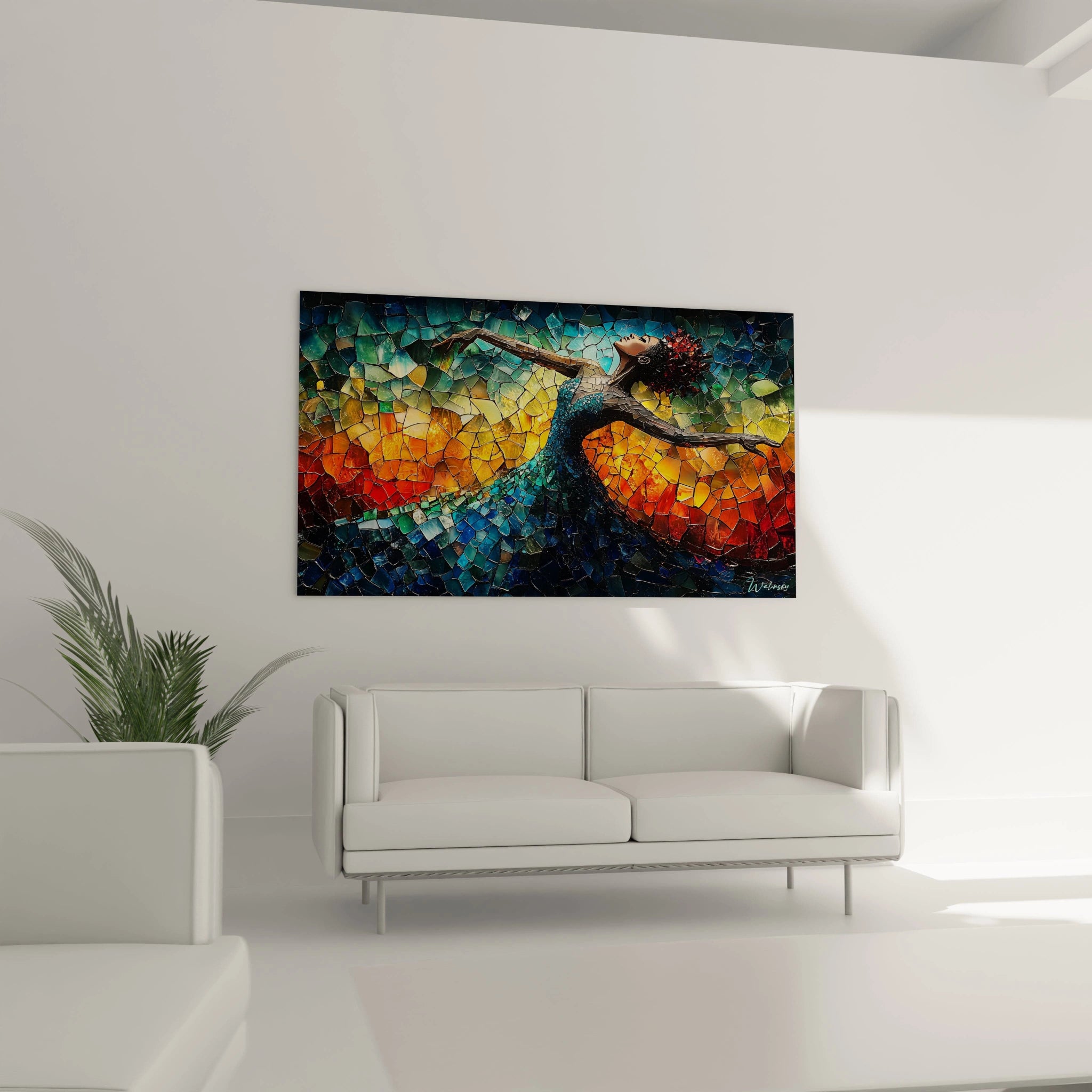 Tableau abstrait d'une danseuse colorée de Walensky pour décorer votre intérieur