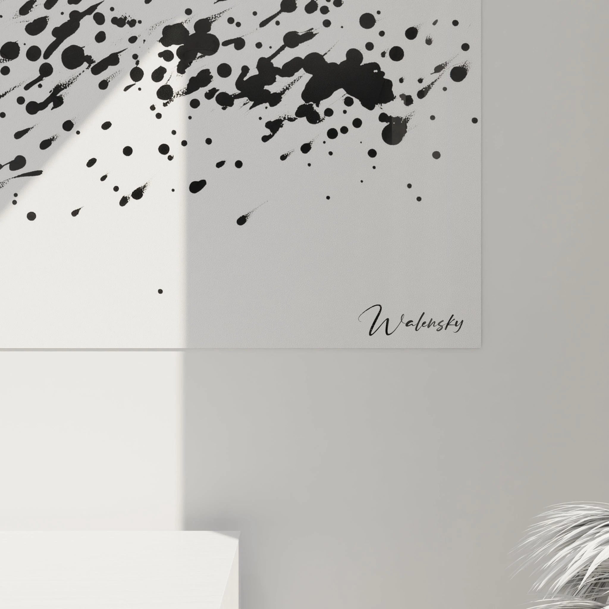 Tableau tacheté noir et blanc de Walensky avec des éclaboussures artistiques modernes