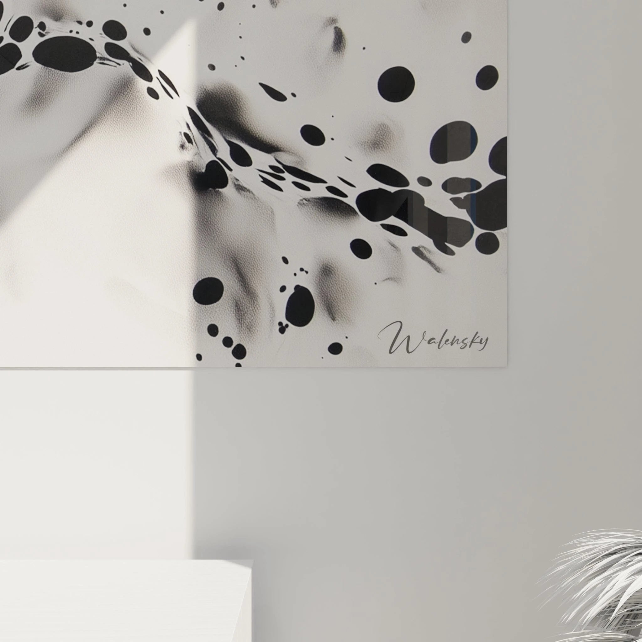 Tableau tacheté noir et blanc de Walensky avec des motifs artistiques modernes