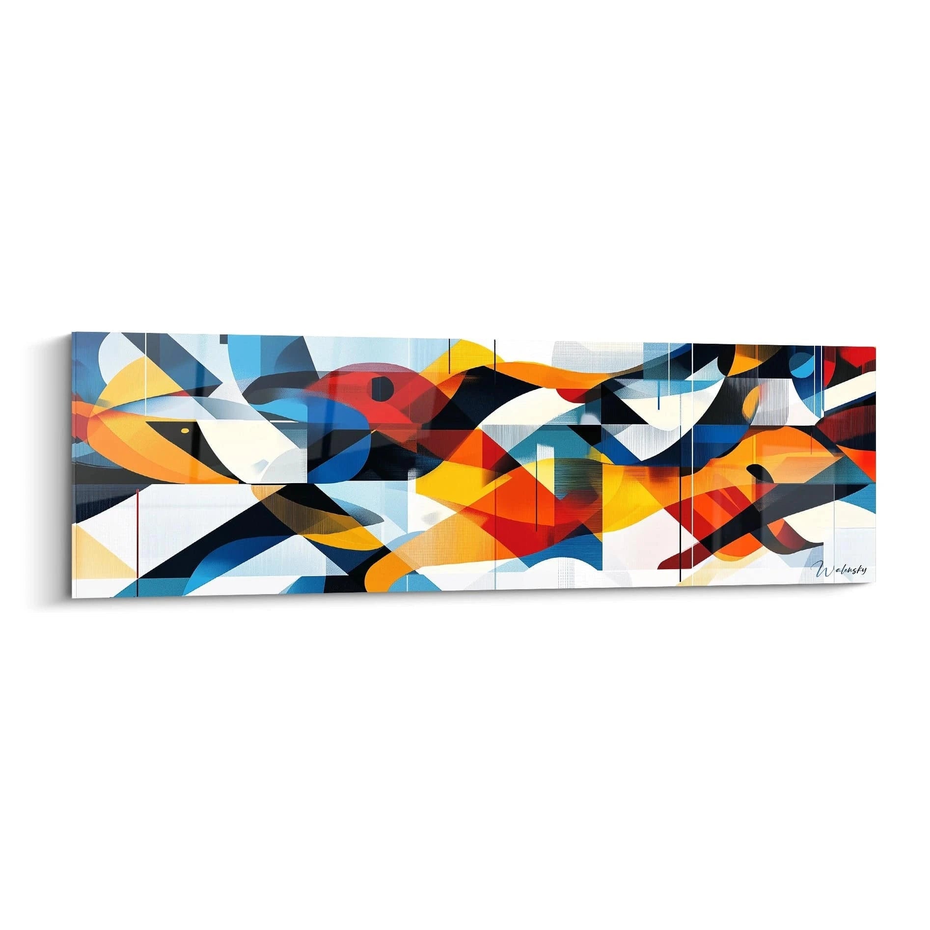 Tableau géométrique abstrait de Walensky avec des couleurs vives et des formes dynamiques