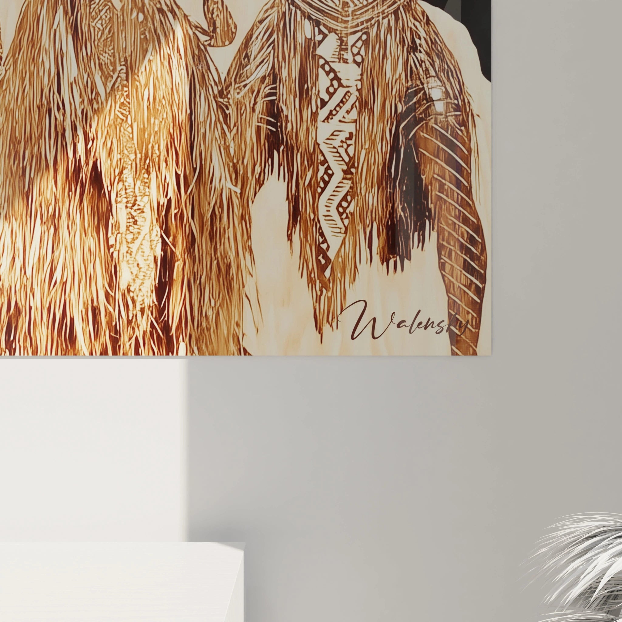 Walensky tableau danse africaine mural en tons terre montrant costumes traditionnels et textures tressées