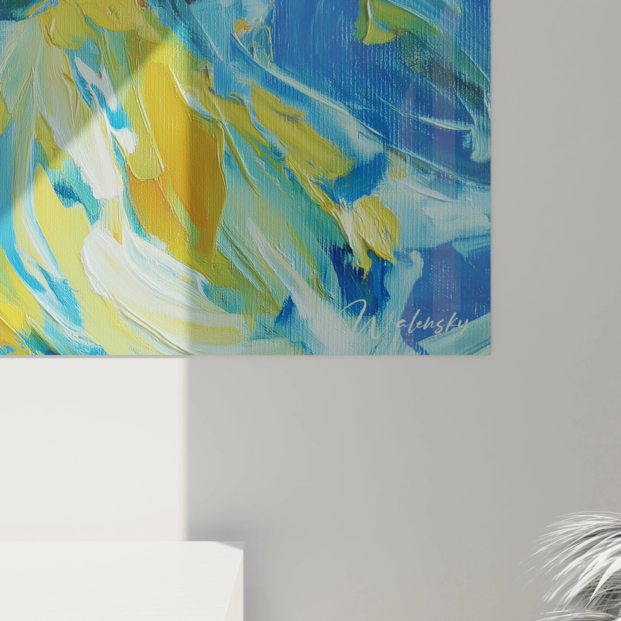 Tableau mural de Walensky représentant des danseurs sabar sénégalais avec des couleurs vives