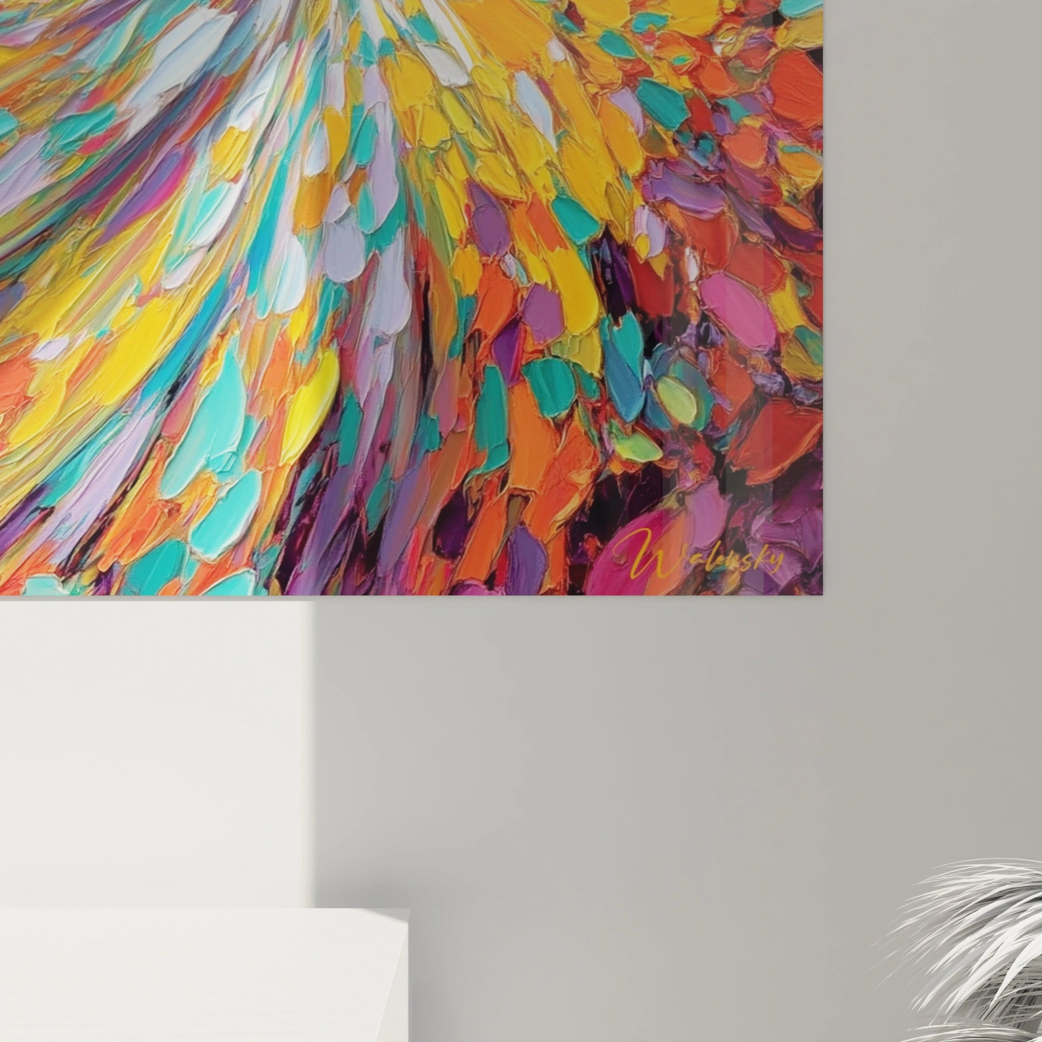 Tableau mural danseuse haute couture avec des couleurs vives et un design moderne signé Walensky