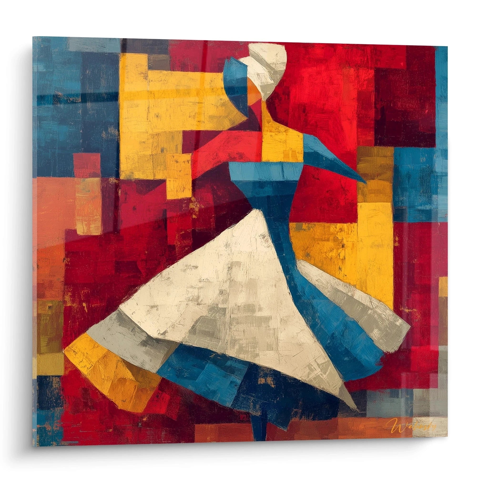 Tableau mural Walensky representant une danseuse stylisee abstraite en robe aux couleurs vives tableau danseuse africaine moderne
