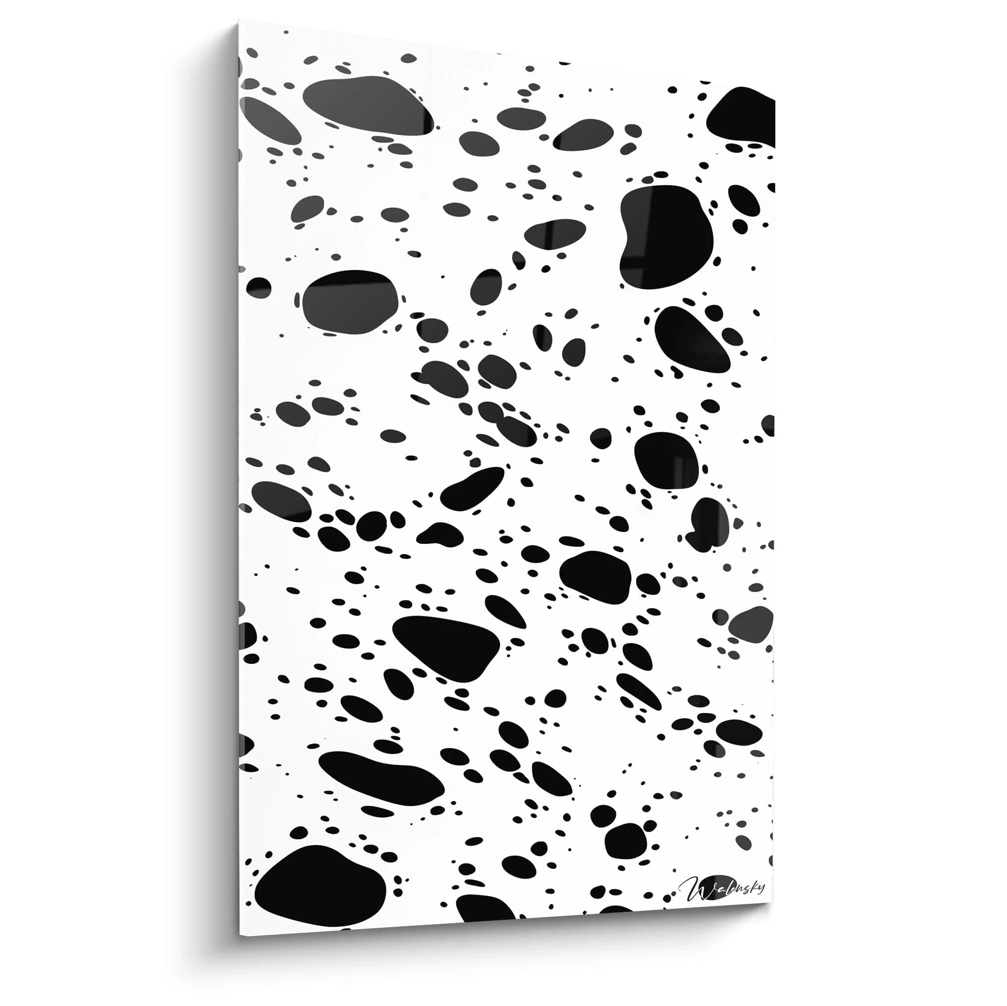 Tableau tacheté noir et blanc de Walensky avec des motifs abstraits pour une décoration moderne