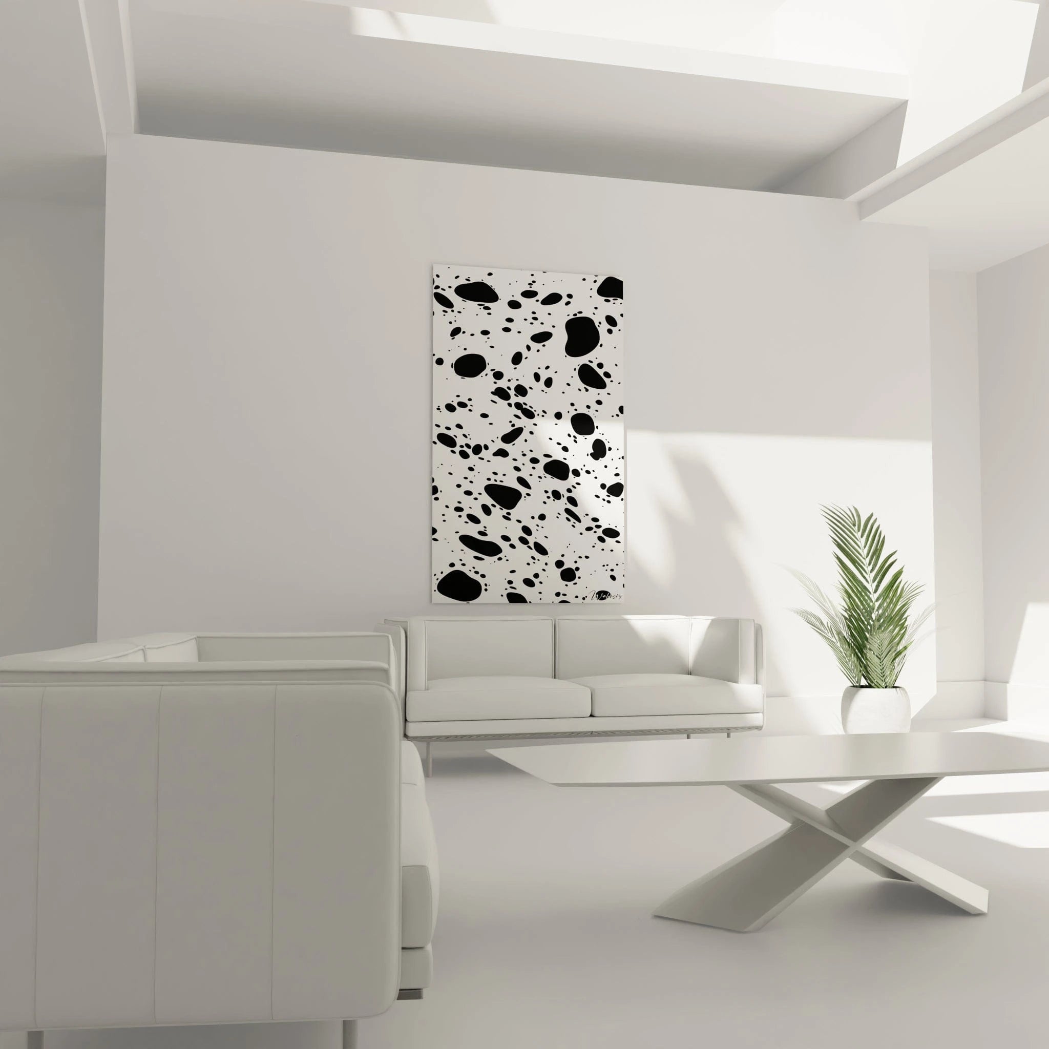 Tableau tacheté noir et blanc de Walensky, ajout élégant pour décoration intérieure moderne