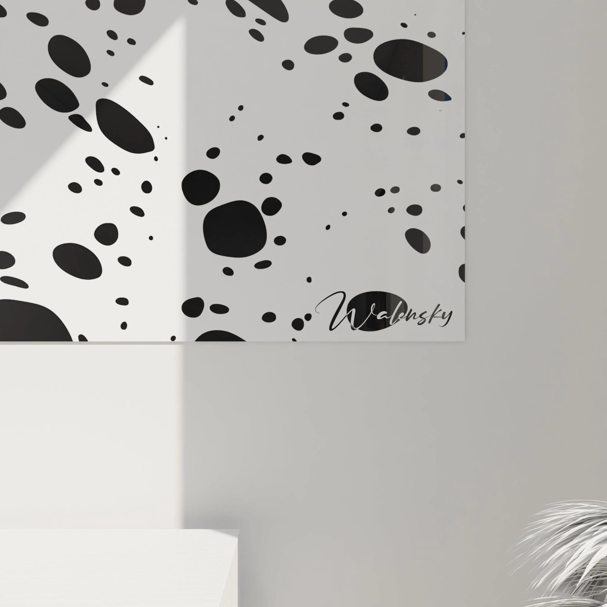 Tableau tacheté noir et blanc Walensky avec un design moderne pour décoration intérieure