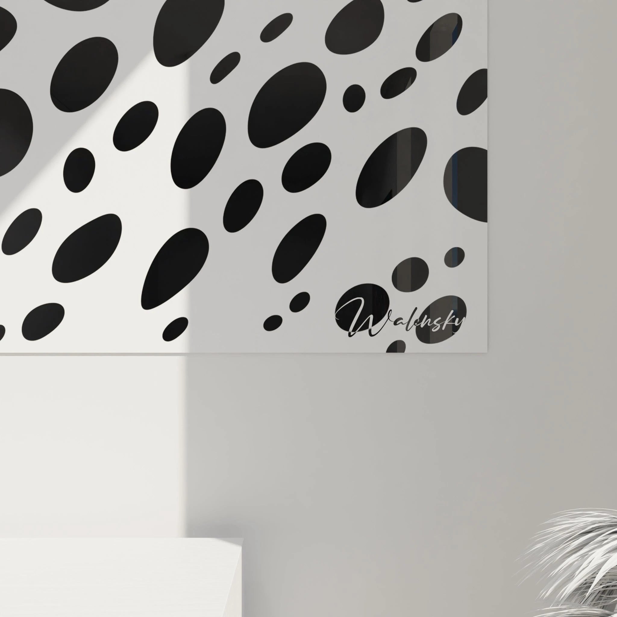 Tableau tacheté noir et blanc de Walensky avec un motif moderne et contemporain