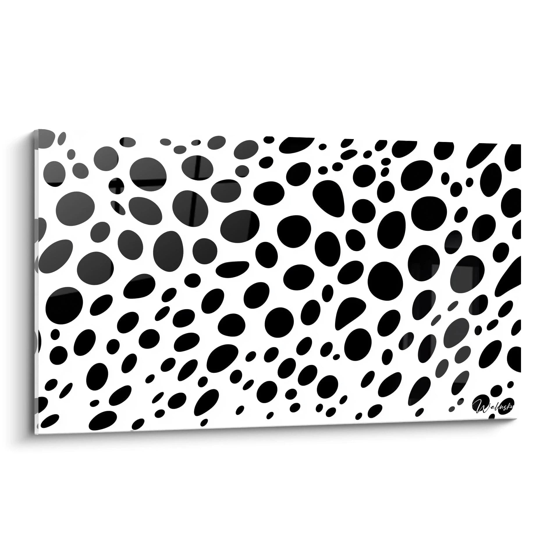 Tableau tacheté noir et blanc de Walensky avec motifs de taches modernes sur fond clair