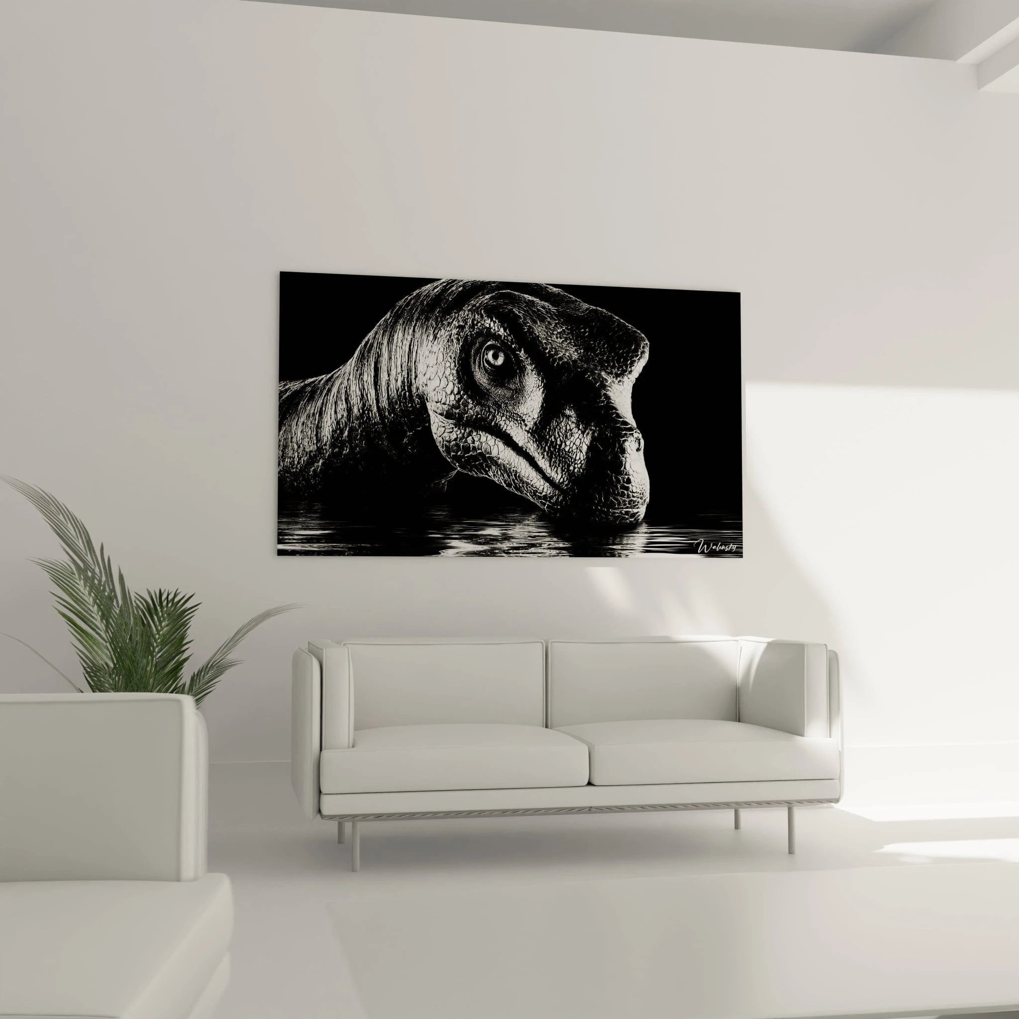 Gros plan tableau théropode montrant détails réalistes écailles et œil perçant créature préhistorique