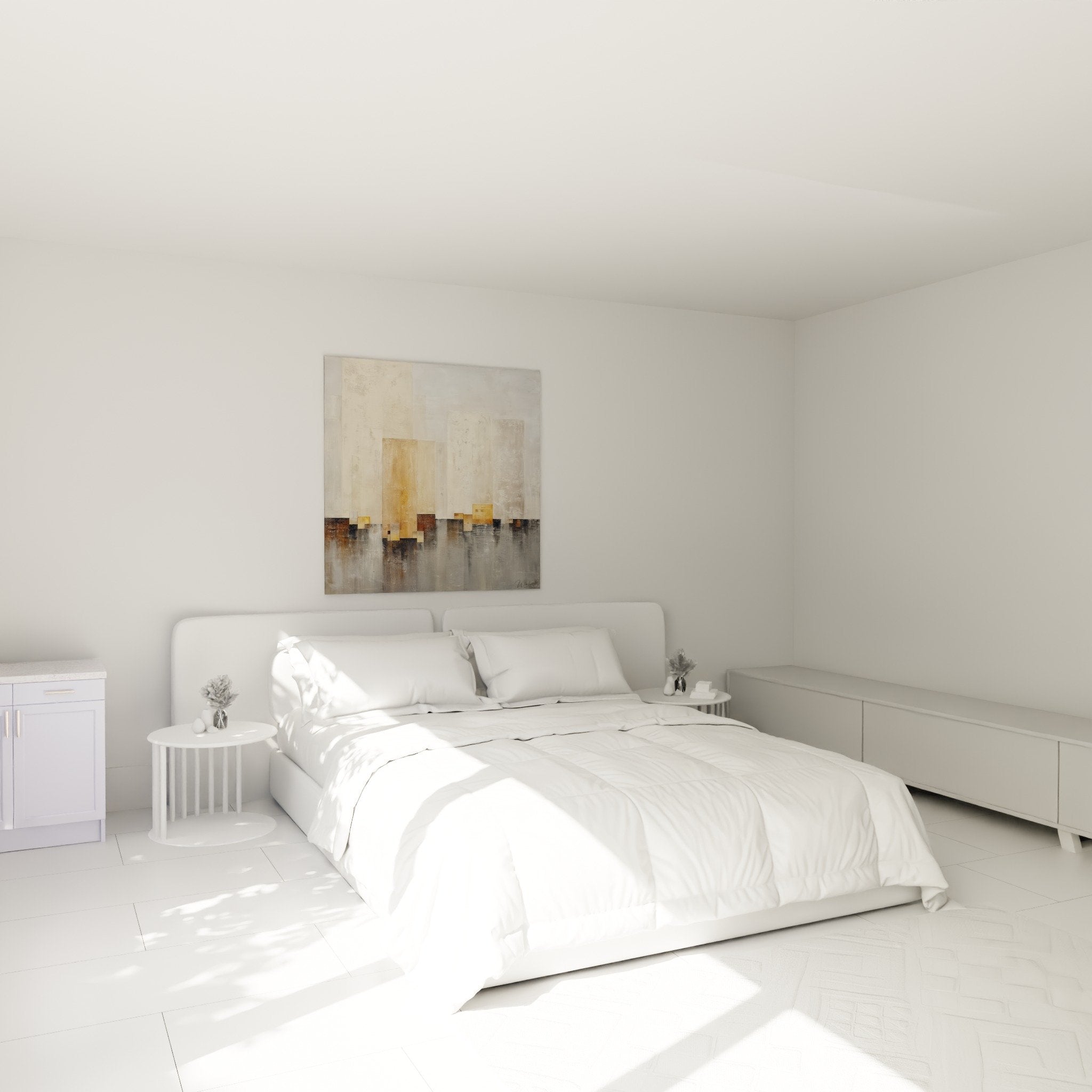 Abstract golden gray bedroom wall art feng shui west metal skyline modern decor
