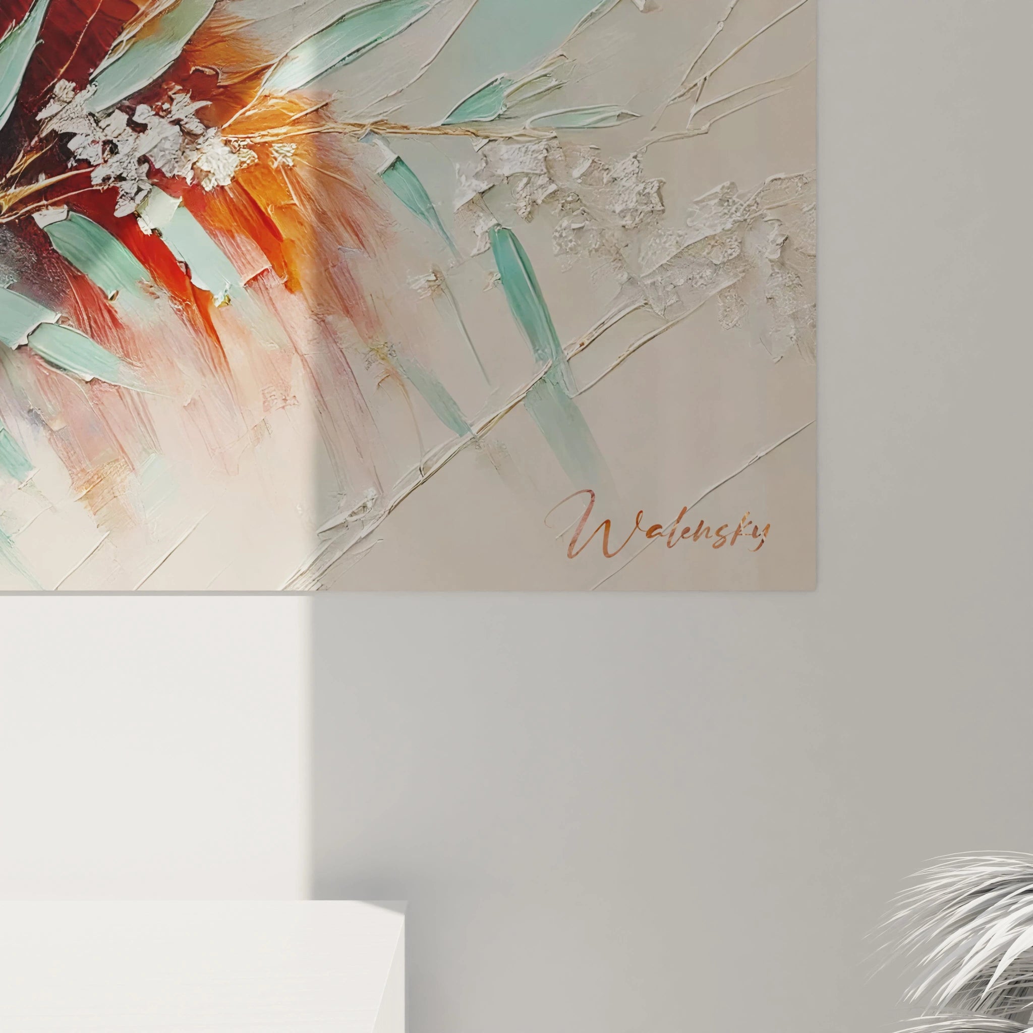 Tableau panda roux en gros plan : laissez-vous charmer par les détails réalistes du pelage et l'effet texturé de la neige pour un effet artistique unique.