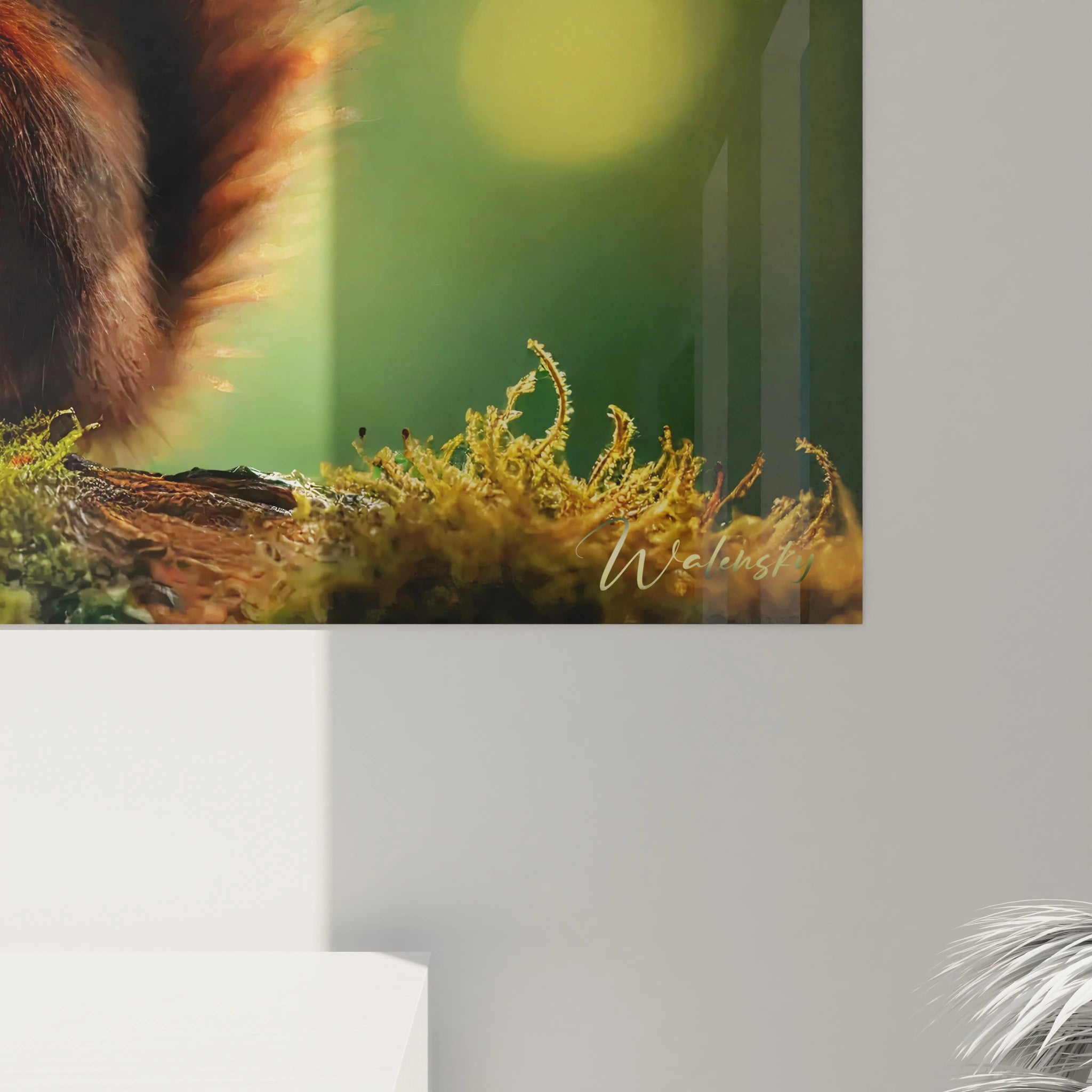 avec un zoom sur le tableau ecureuil, chaque detail de la fourrure rousse est sublime. Un effet realiste qui apporte un lien fort avec la nature