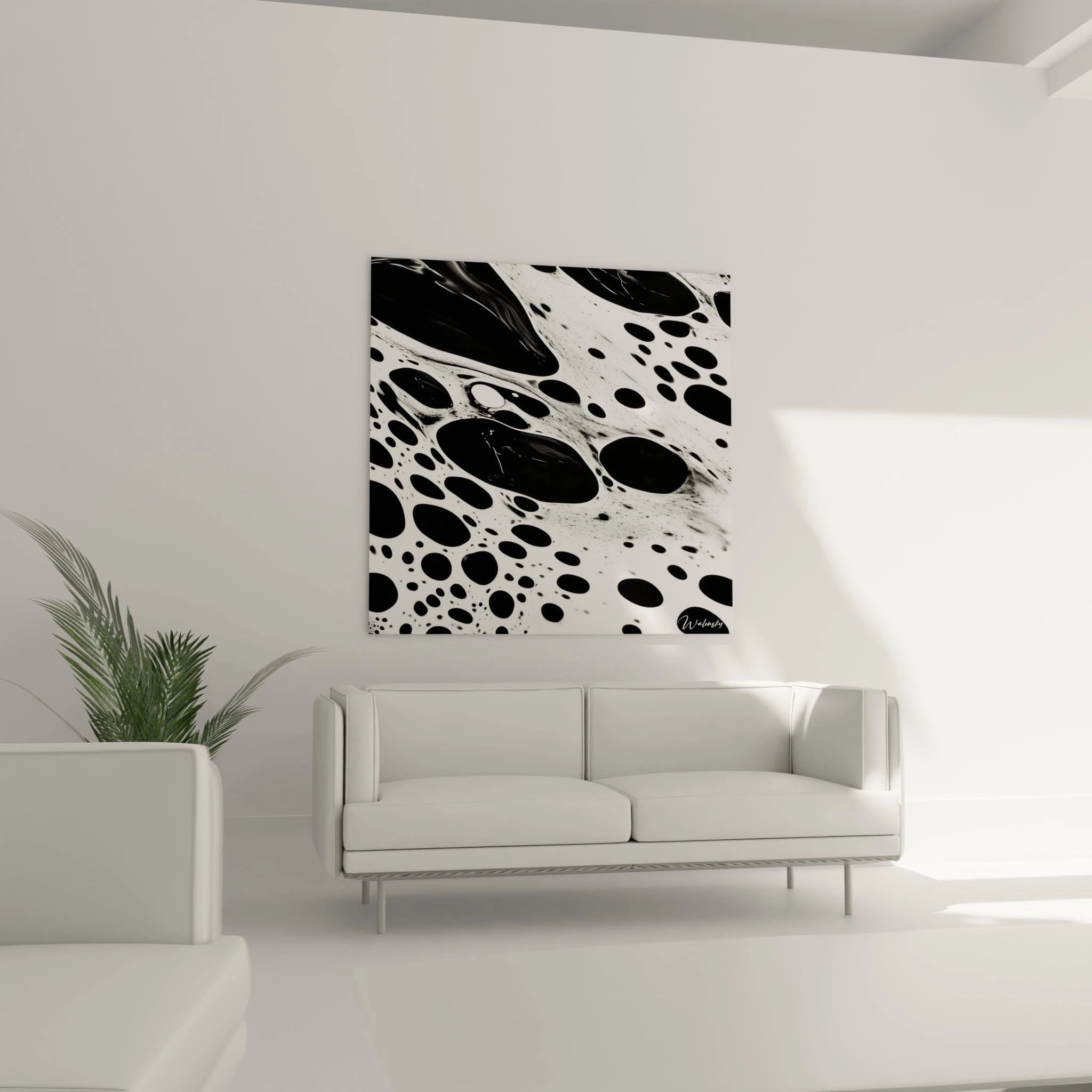 Tableau tacheté noir et blanc de Walensky, parfait pour décorer votre intérieur moderne