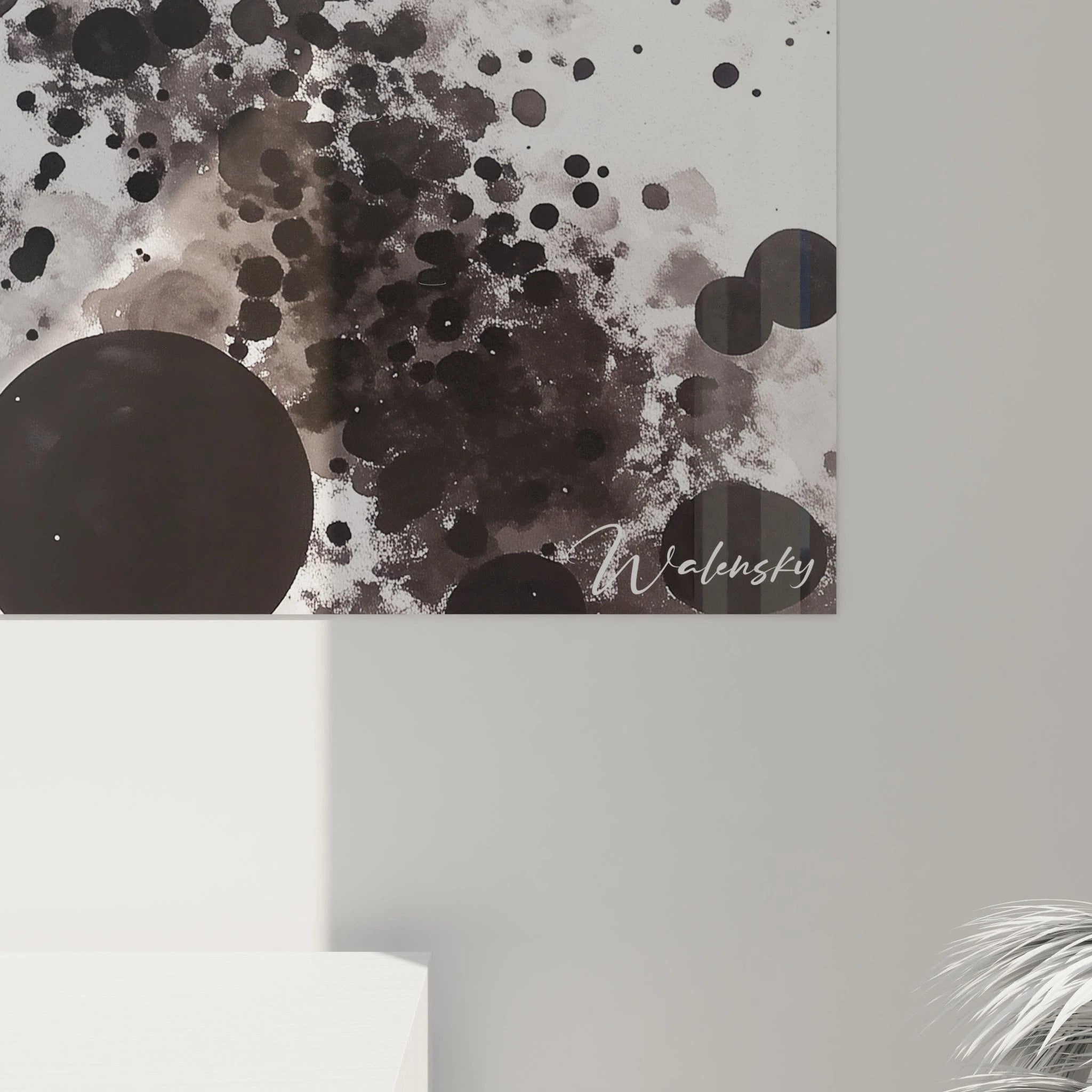 Tableau tacheté noir et blanc de Walensky avec des éclaboussures artistiques modernes