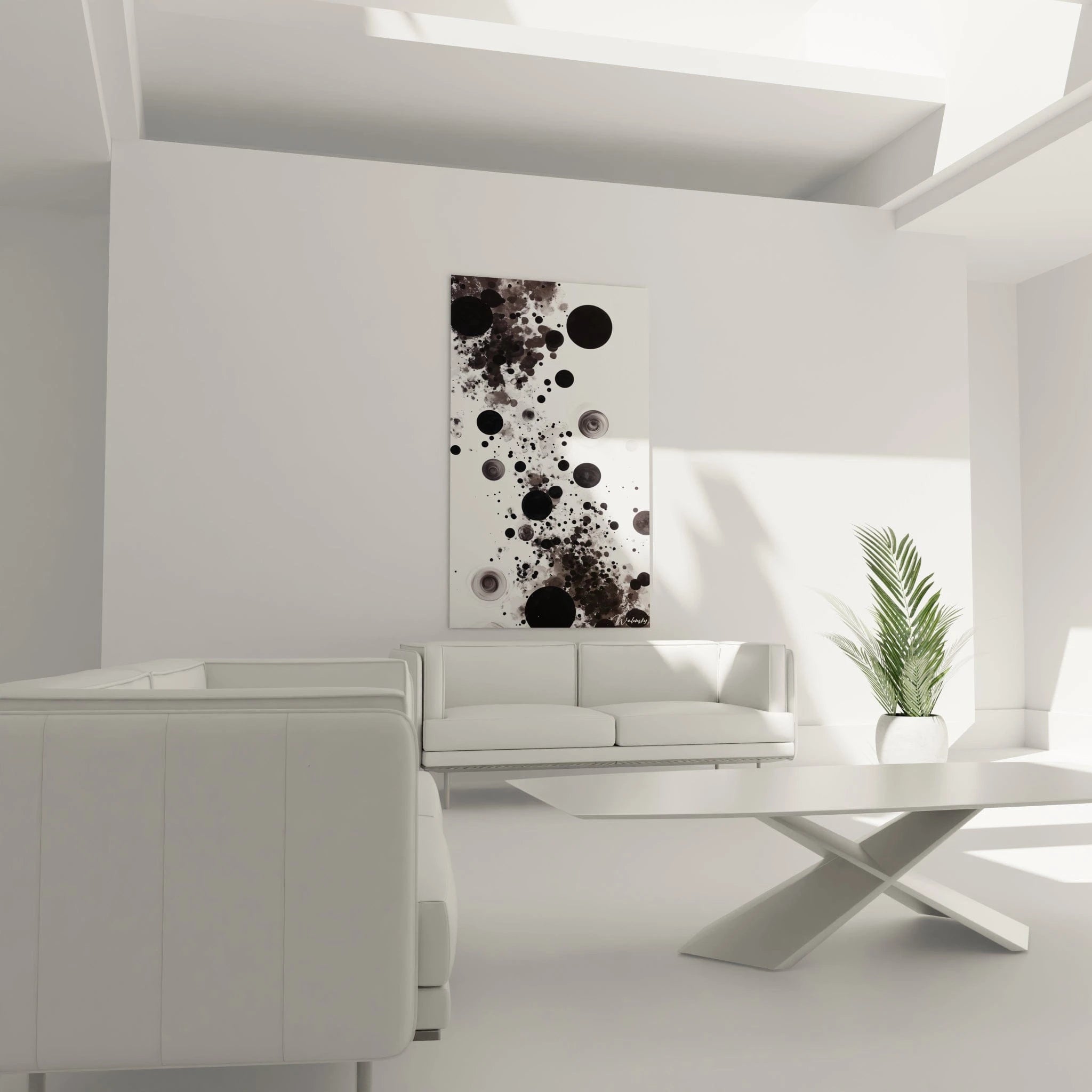 Tableau tacheté noir et blanc de Walensky pour décoration moderne du salon