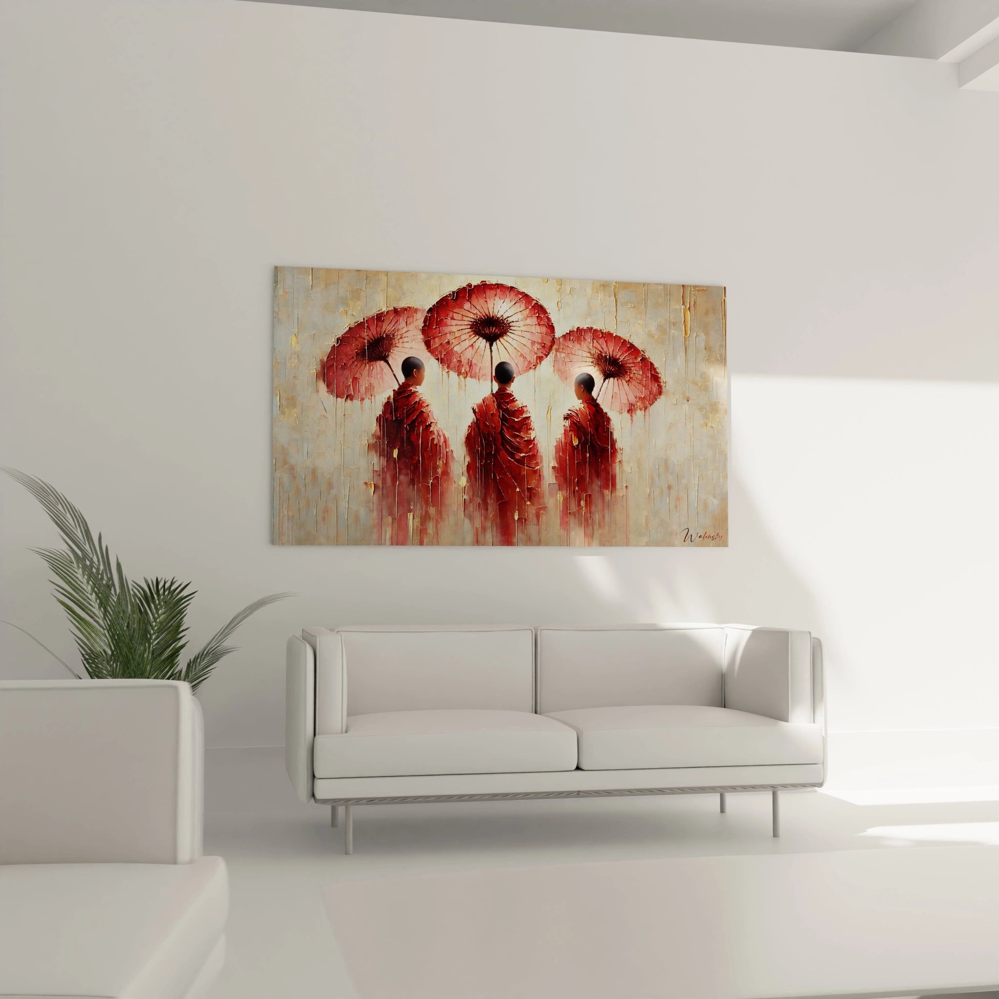 Ce tableau zen au-dessus d'un canapé transforme votre salon en un espace harmonieux et relaxant. Une touche artistique qui invite à la quiétude.