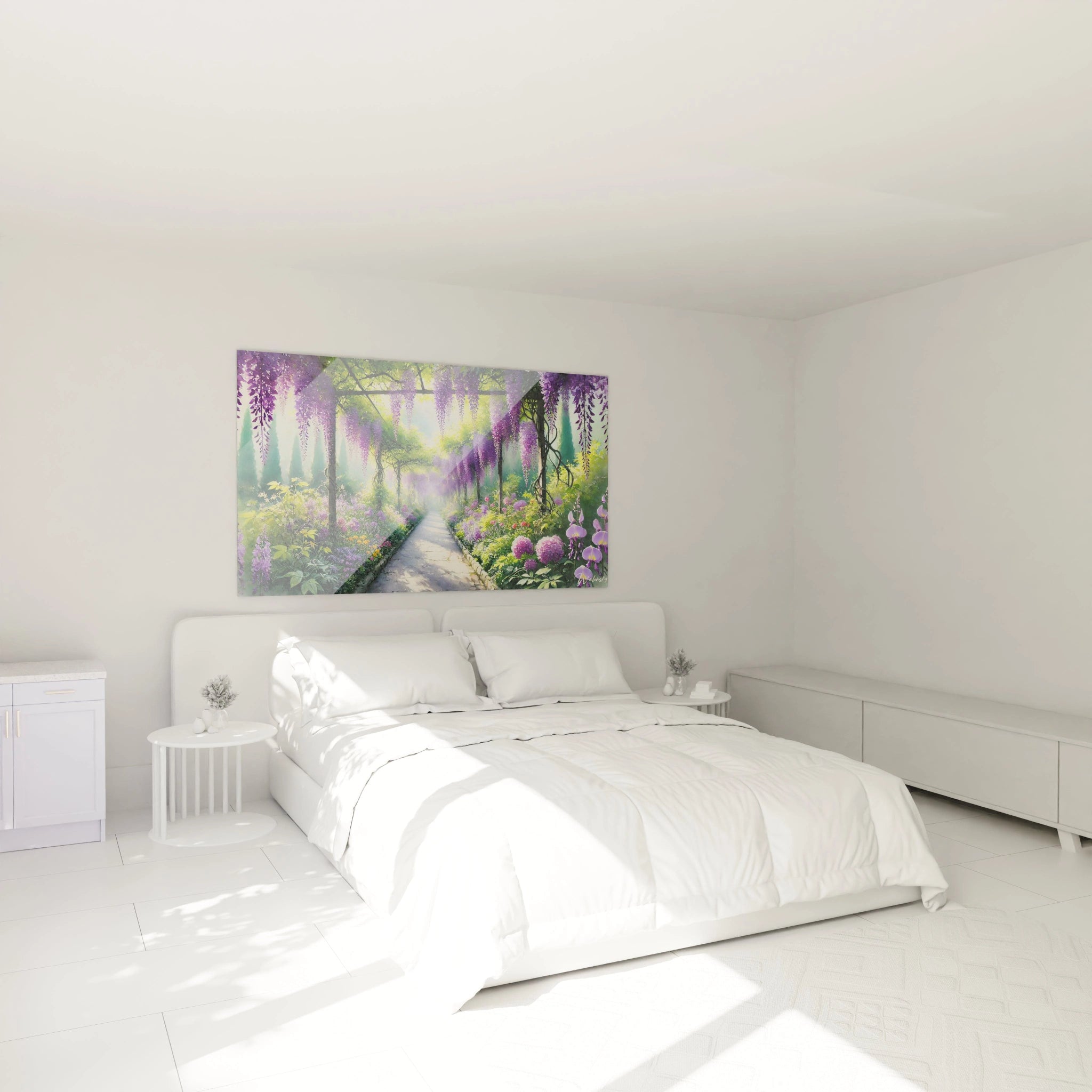 Sublimez votre chambre avec ce tableau Printemps. Placé au-dessus du lit, il crée une atmosphère sereine et fleurie, parfaite pour s'évader dans la douceur de la nature printanière.