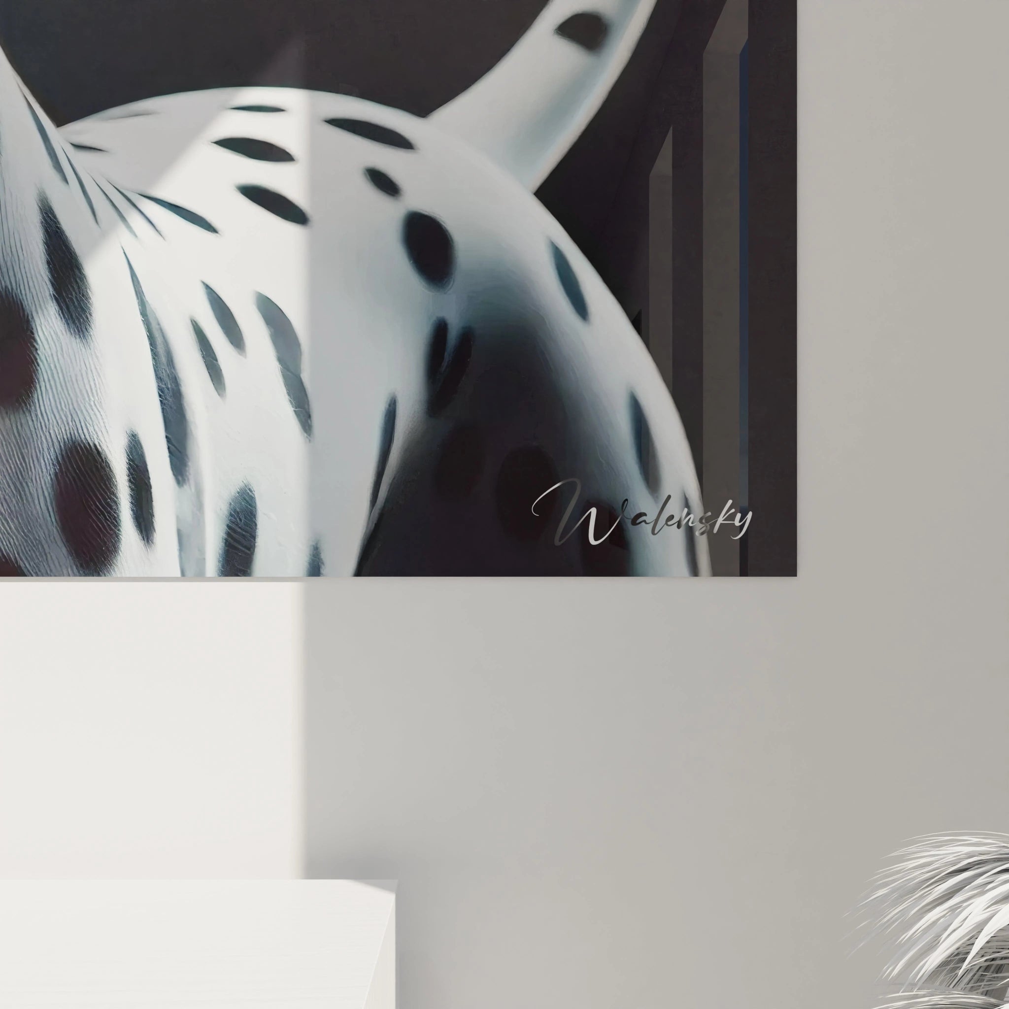 Observez de près les détails impeccables de ce tableau chien. Chaque tache du dalmatien est minutieusement travaillée, apportant une touche d'art animalier hyperrealiste à votre décoration intérieure.