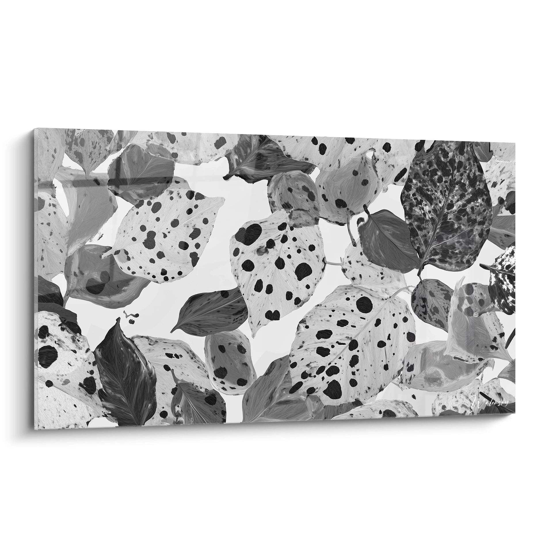 Tableau tacheté noir et blanc de feuilles décoratives pour une décoration moderne