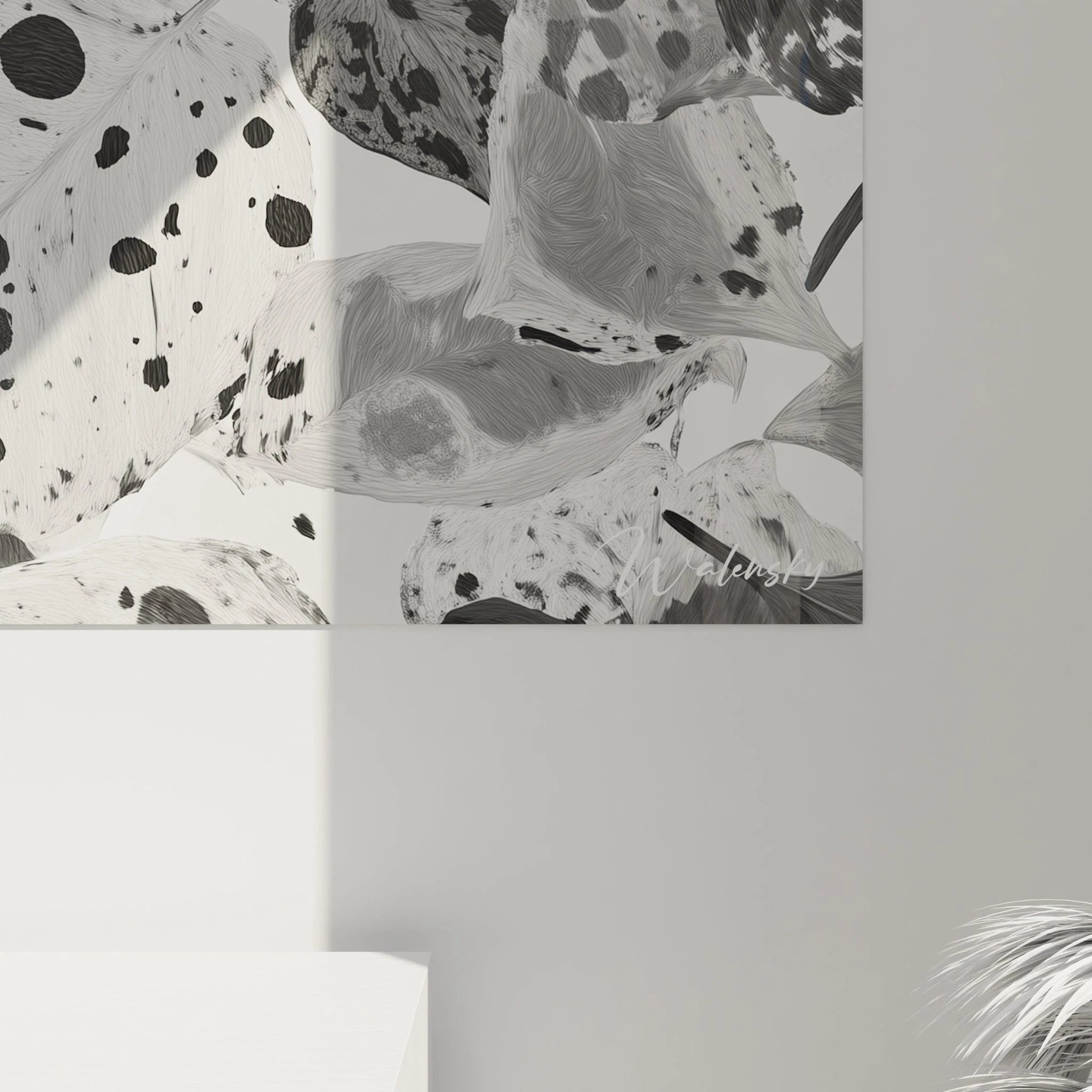 Tableau Éclats Organiques - edition tacheté noir et blanc - Walensky