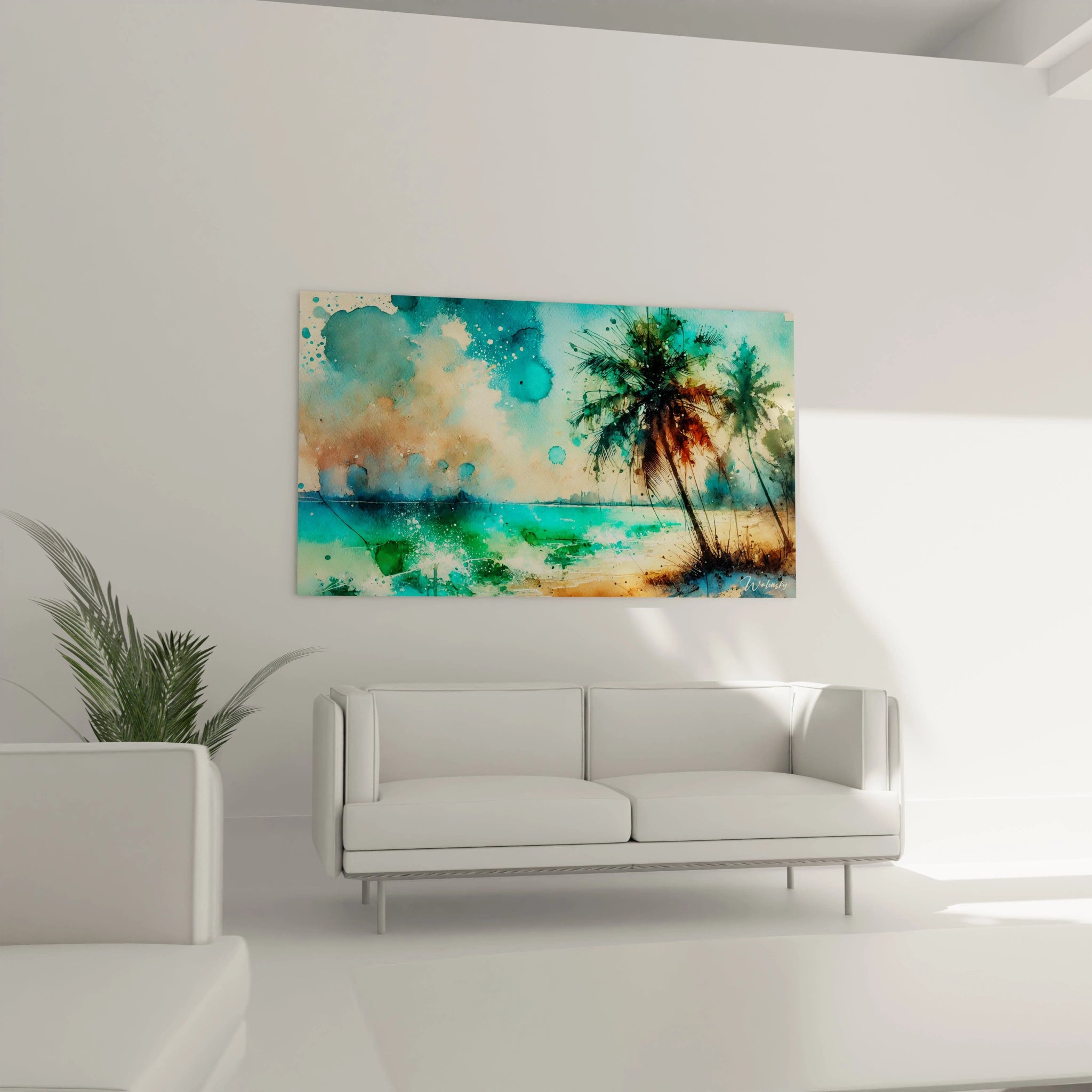 Apportez une ambiance relaxante à votre salon avec le tableau tropicales. Accroché au-dessus de votre canapé, il invite au voyage et à la sérénité.