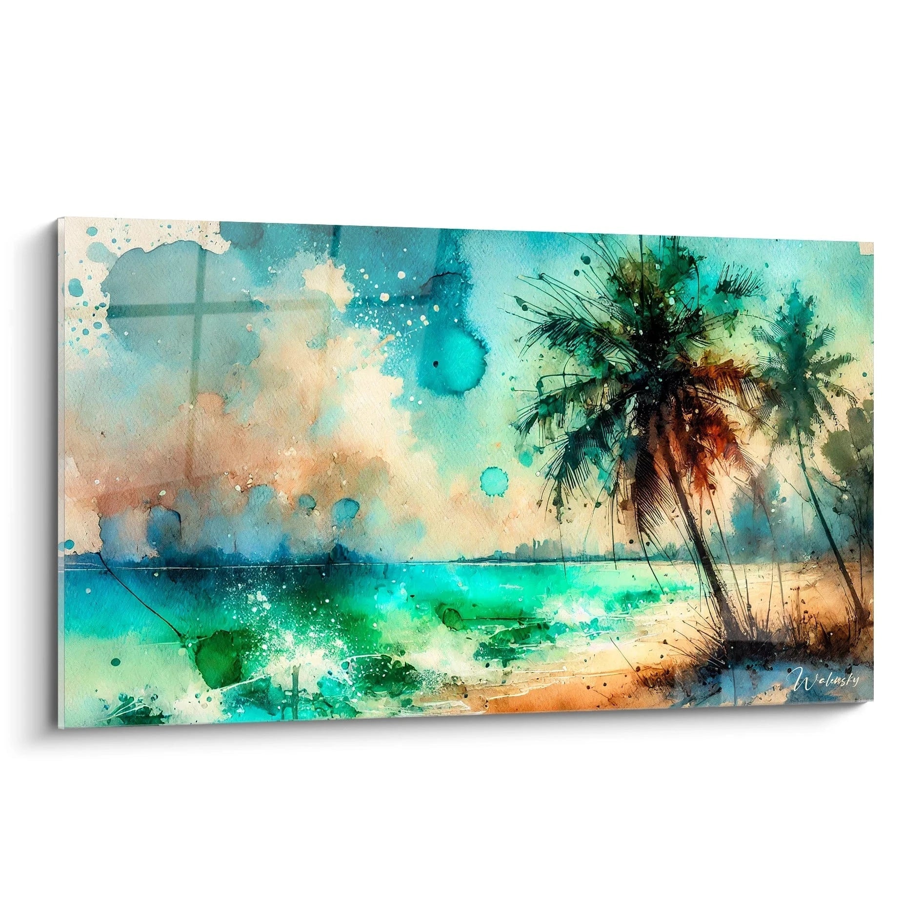 Découvrez le tableau tropicales, une œuvre vibrante capturant la lumière des plages exotiques. Admirez sa vue de biais qui évoque mouvement et liberté.