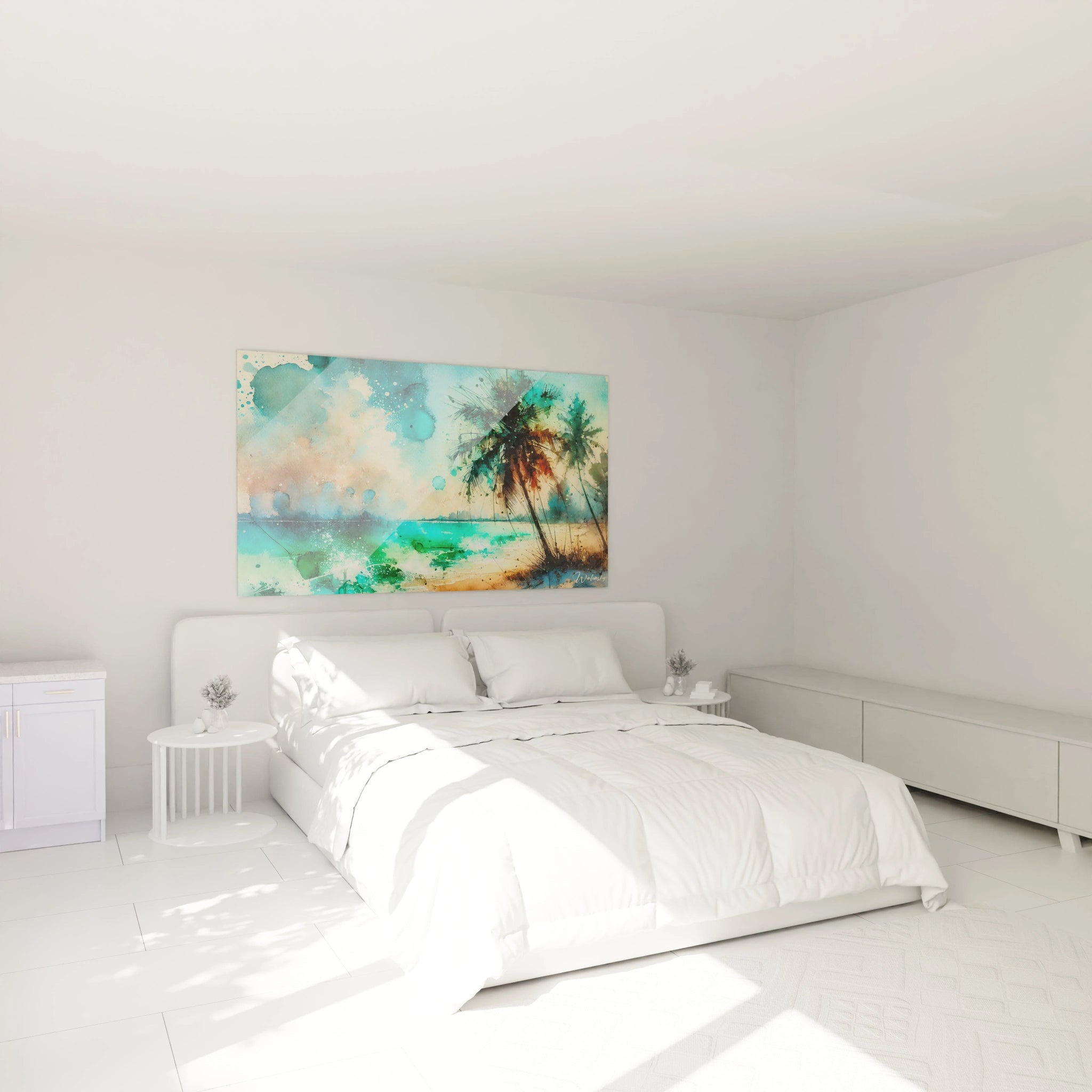 Transformez votre chambre avec ce tableau tropicales au-dessus de votre lit. Ses couleurs éclatantes apportent une touche de fraîcheur et d’évasion.