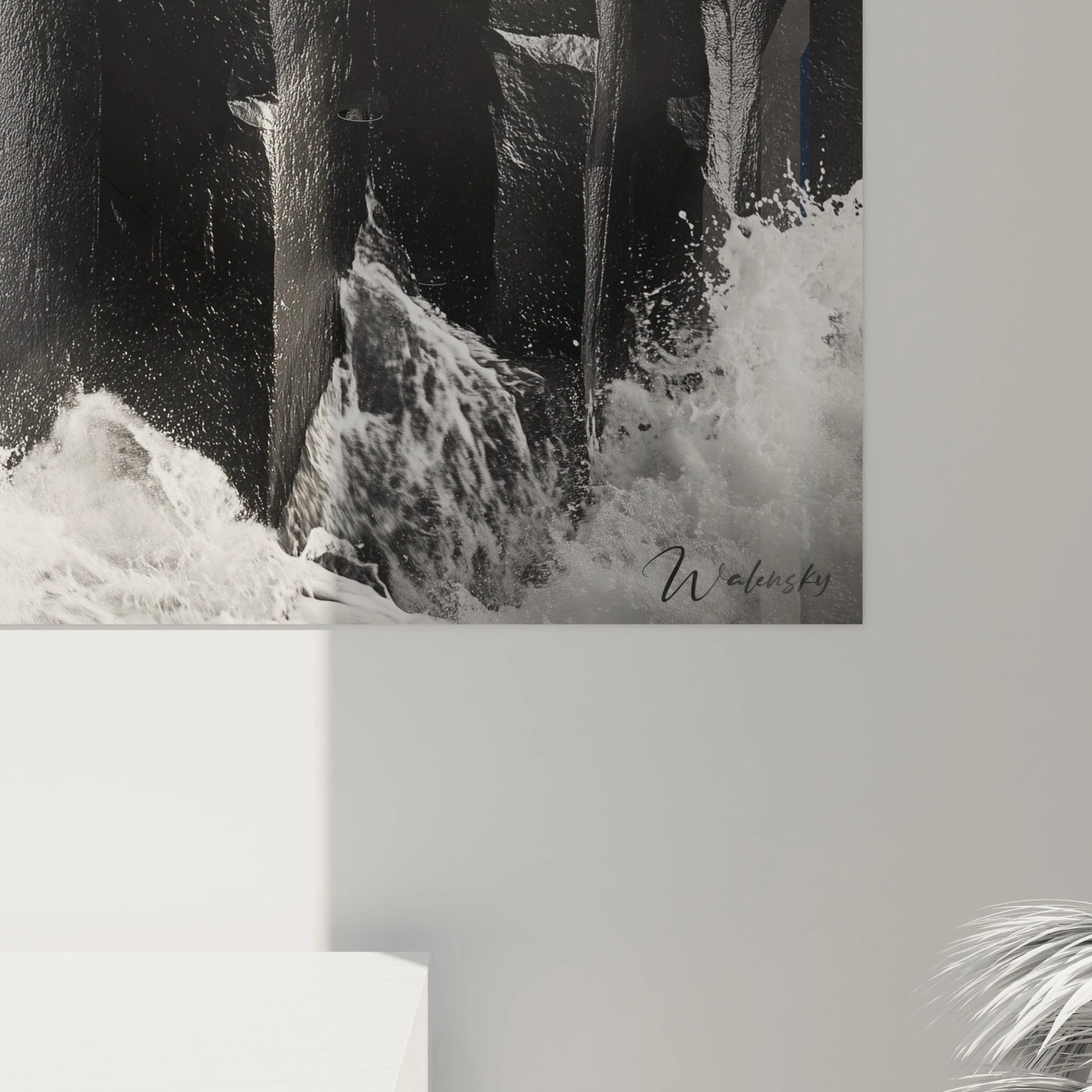 Tableau expressionniste abstrait de Walensky avec des vagues tumultueuses et des tonalités sombres