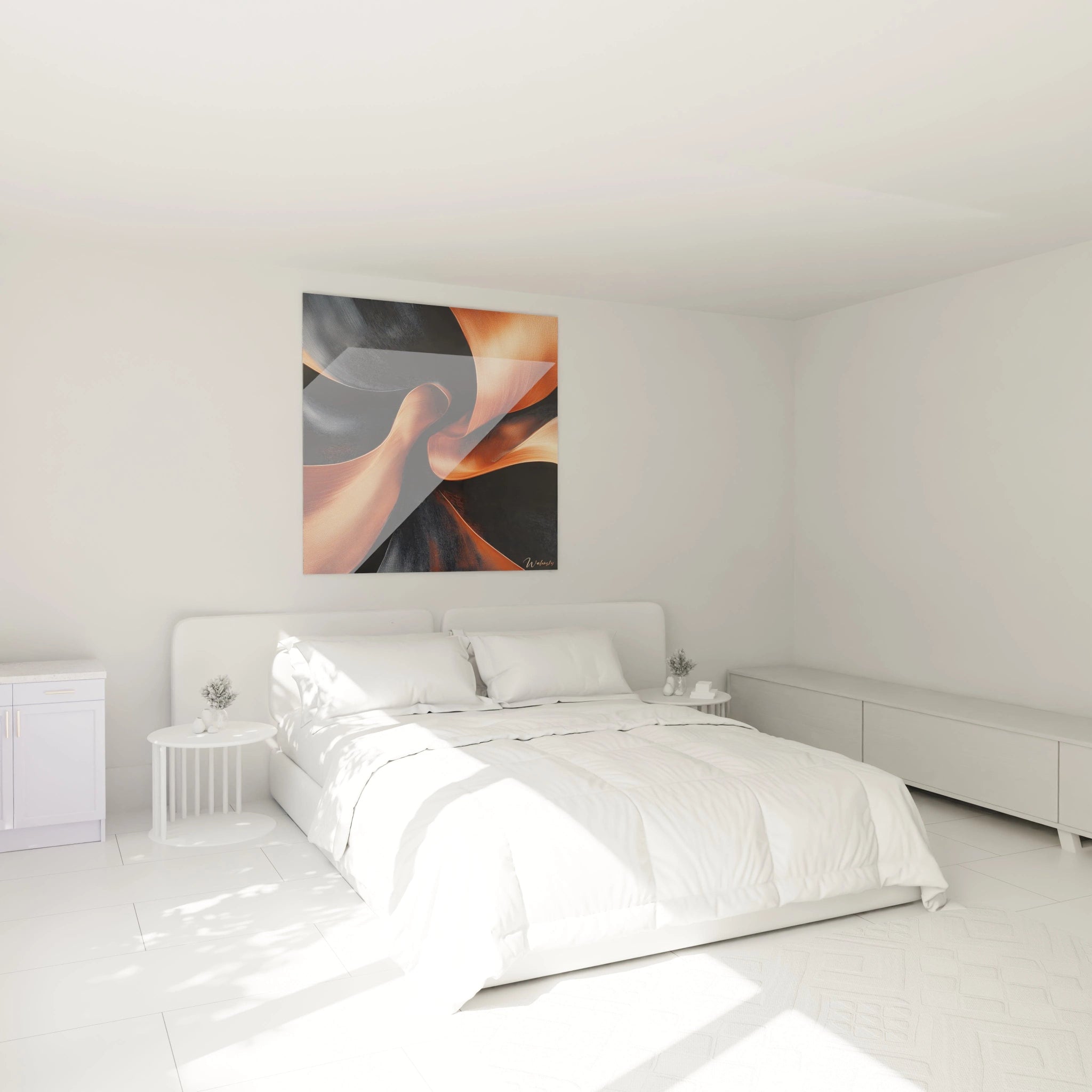 Tableau spirale abstrait de Walensky, parfait pour décorer une chambre moderne et lumineuse