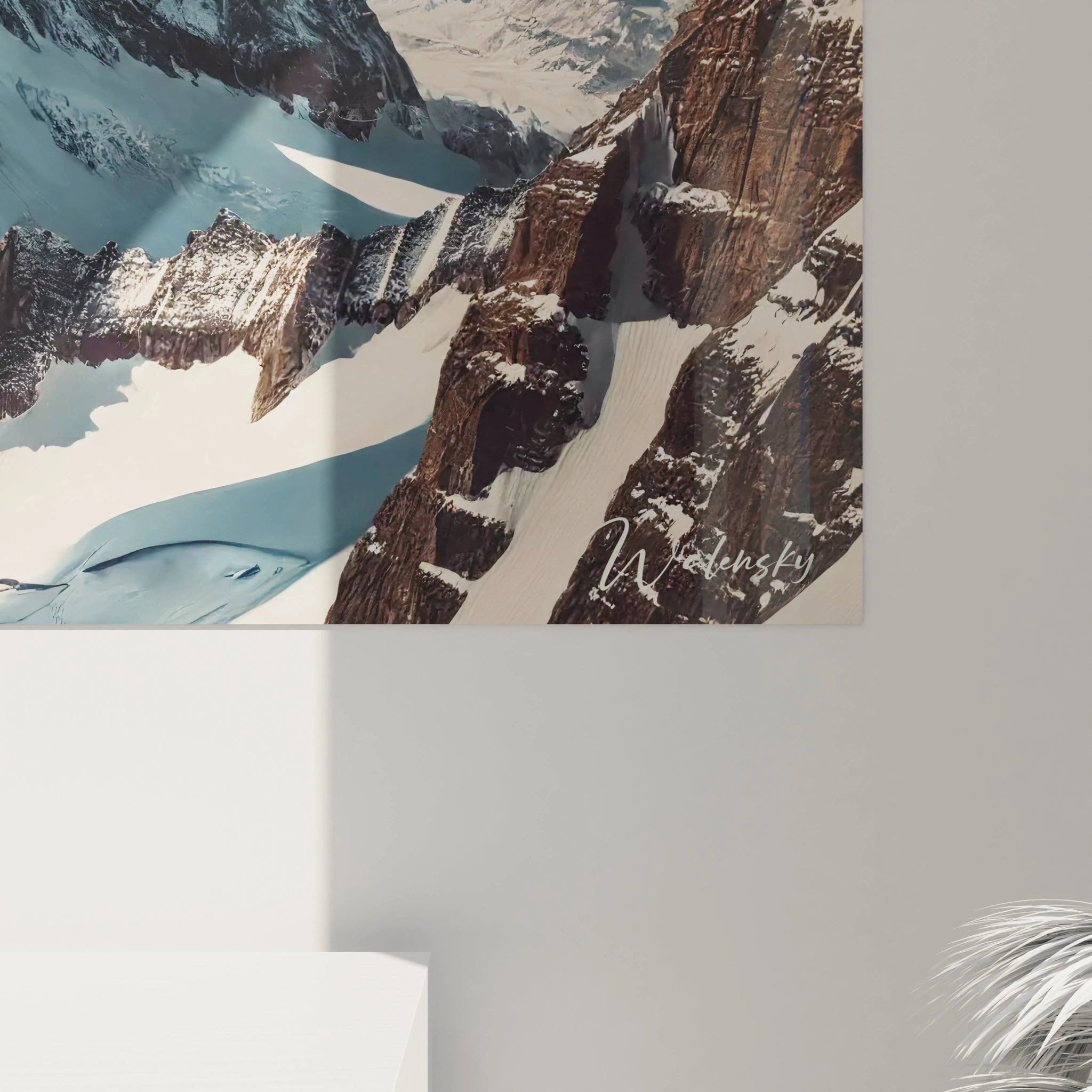 La vue de près du tableau Montagne met en valeur les textures et les nuances de lumière. Chaque détail raconte la puissance tranquille des montagnes majestueuses.