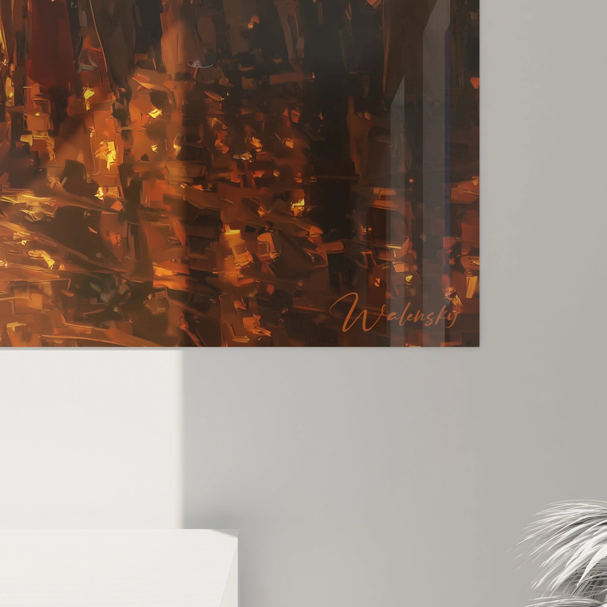 Tableau mural contemporain haut de gamme de Walensky avec des couleurs chaudes et une texture vibrante