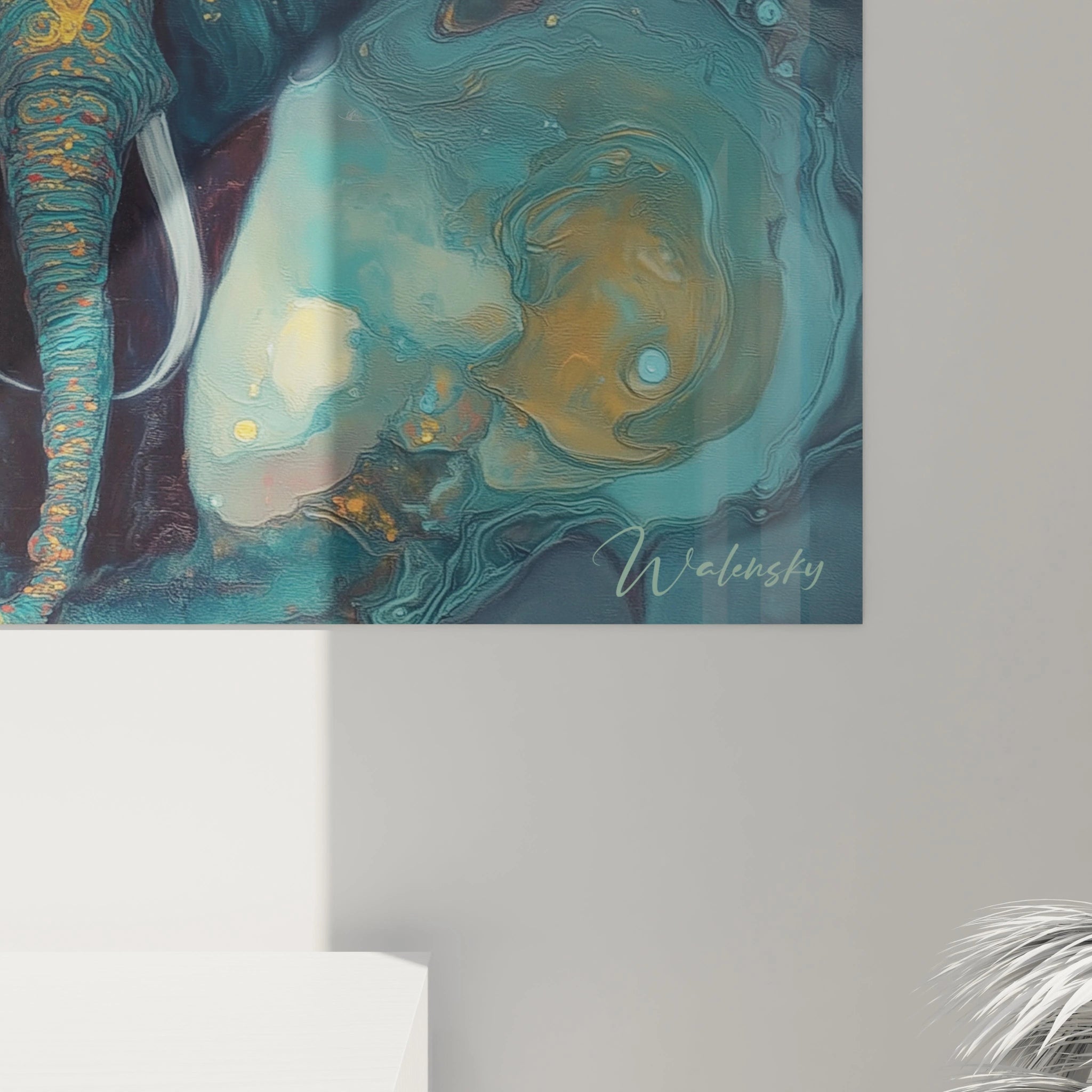 Tableau mural éléphant paysage africain de Walensky avec des couleurs vibrantes et abstraites