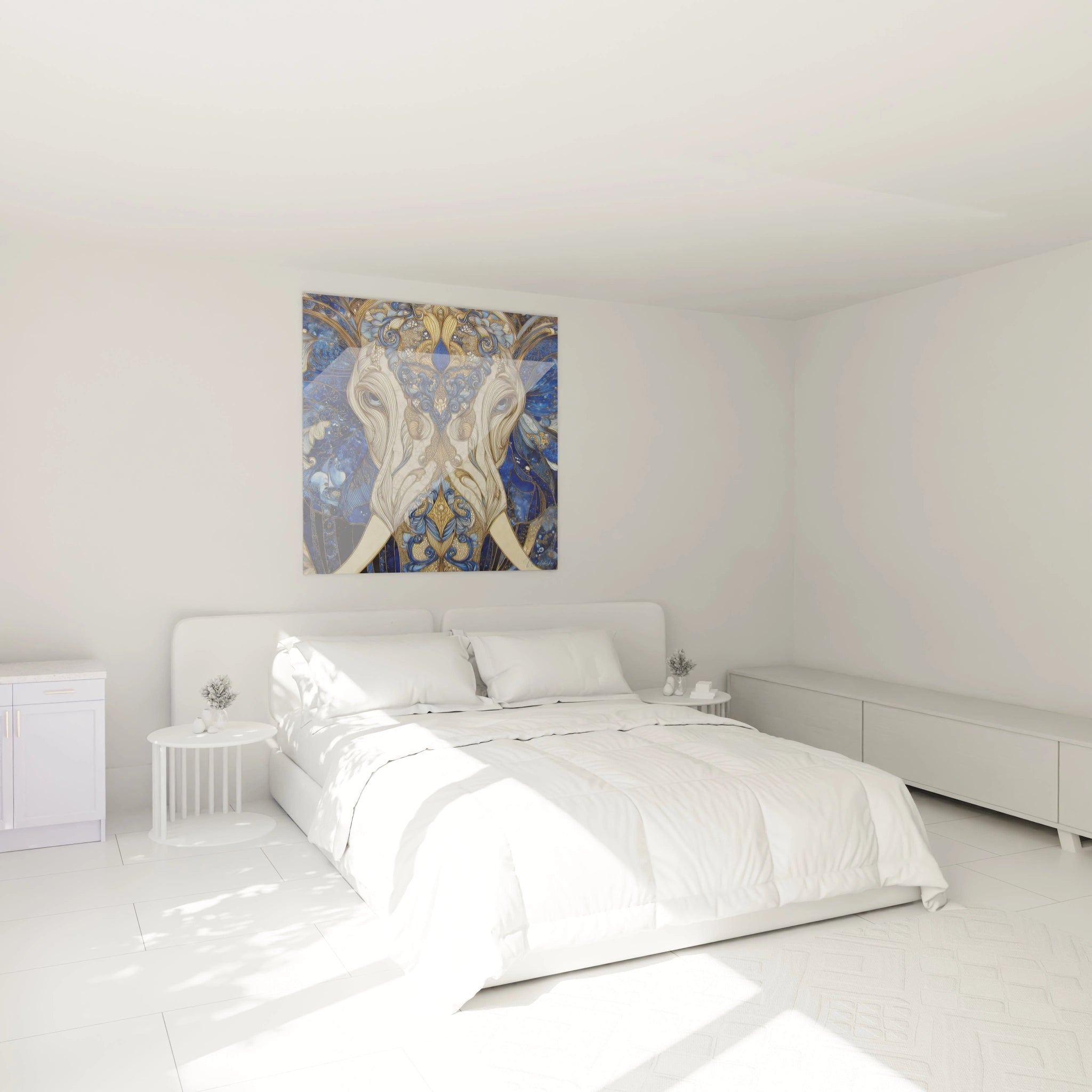 Walensky tableau éléphant tribal grand format décoratif pour mur de chambre, style bohème élégant