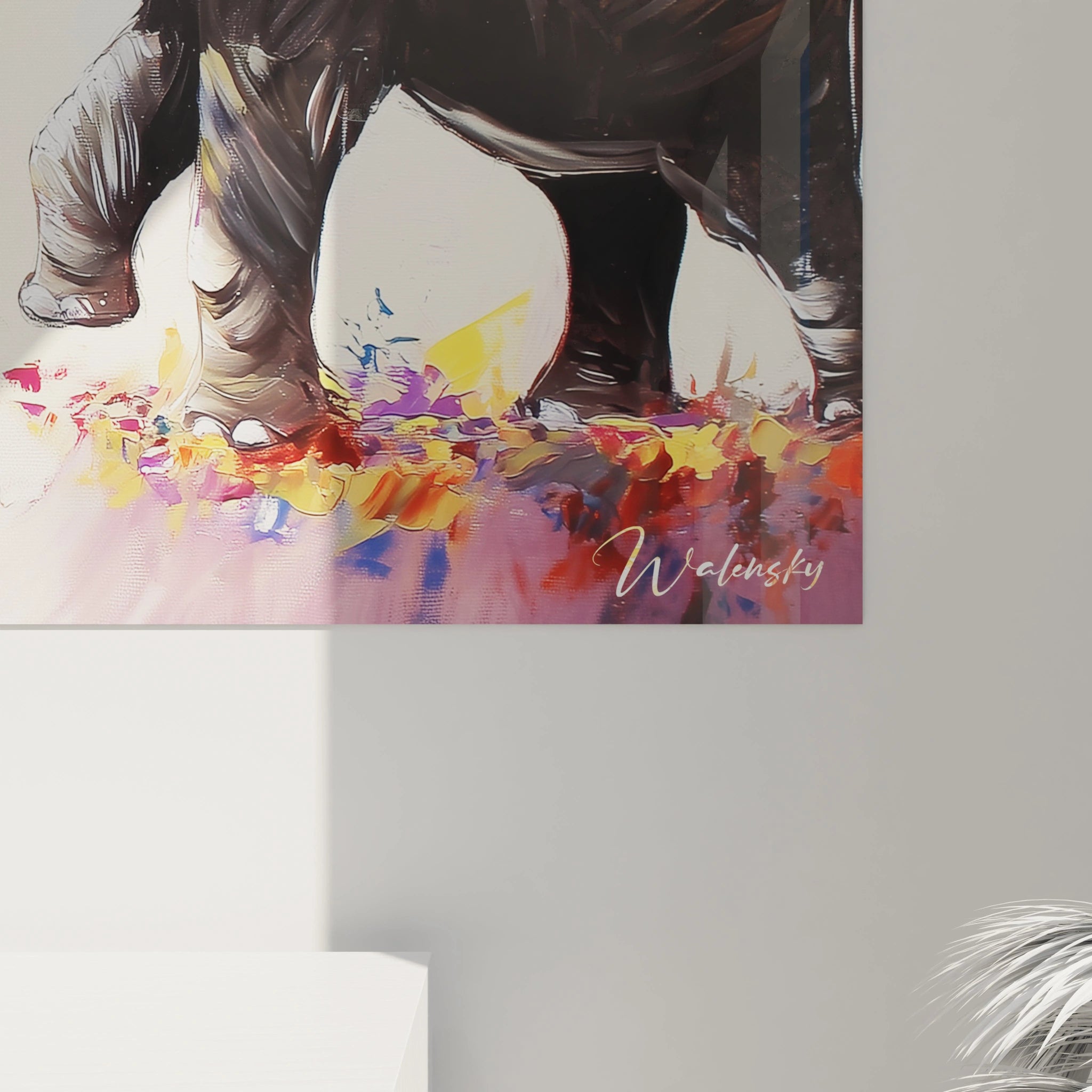 Tableau d'éléphant coloré de Walensky, idéal pour ajouter une touche artistique à votre décoration intérieure