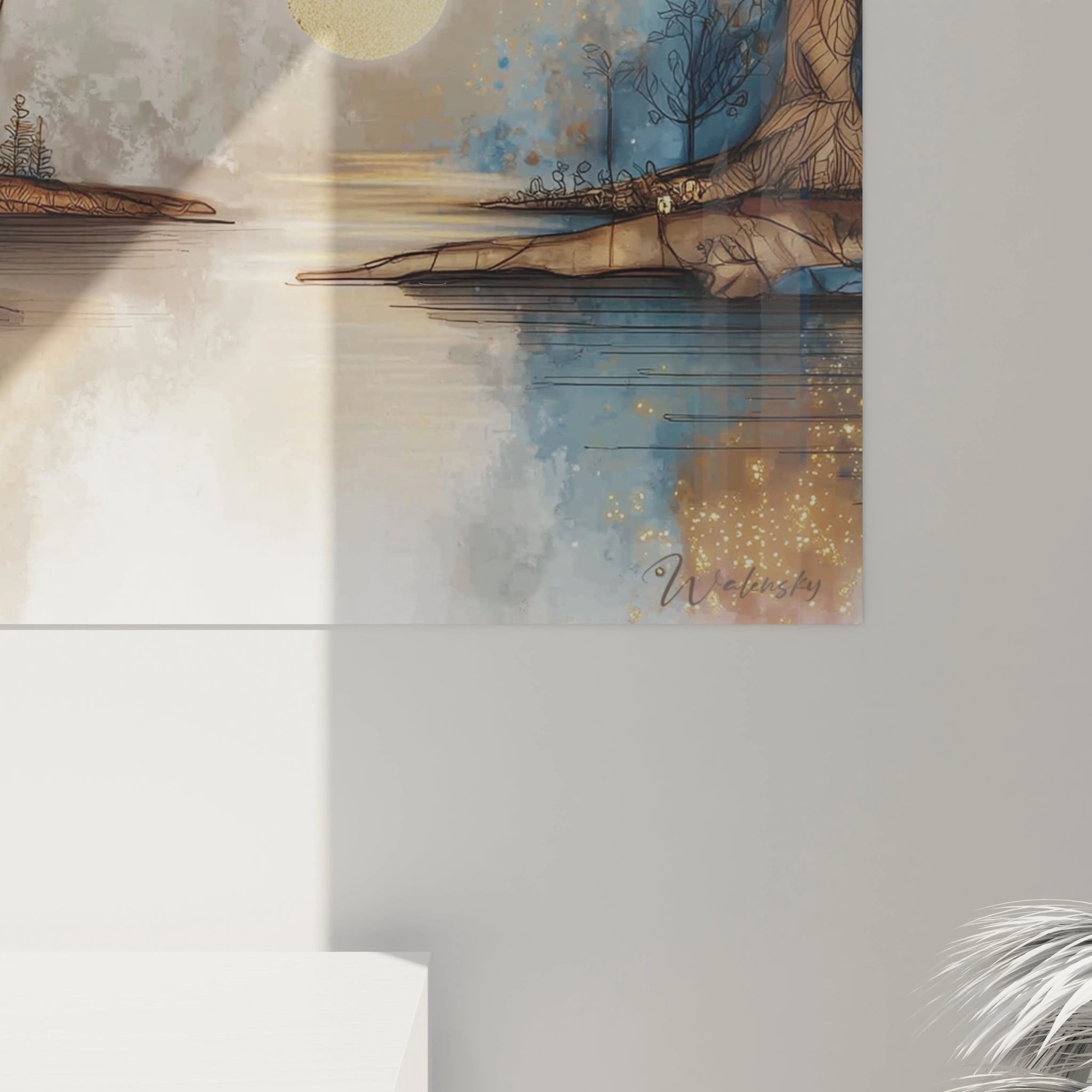 Tableau mural éléphant paysage africain avec des arbres et un ciel étoilé