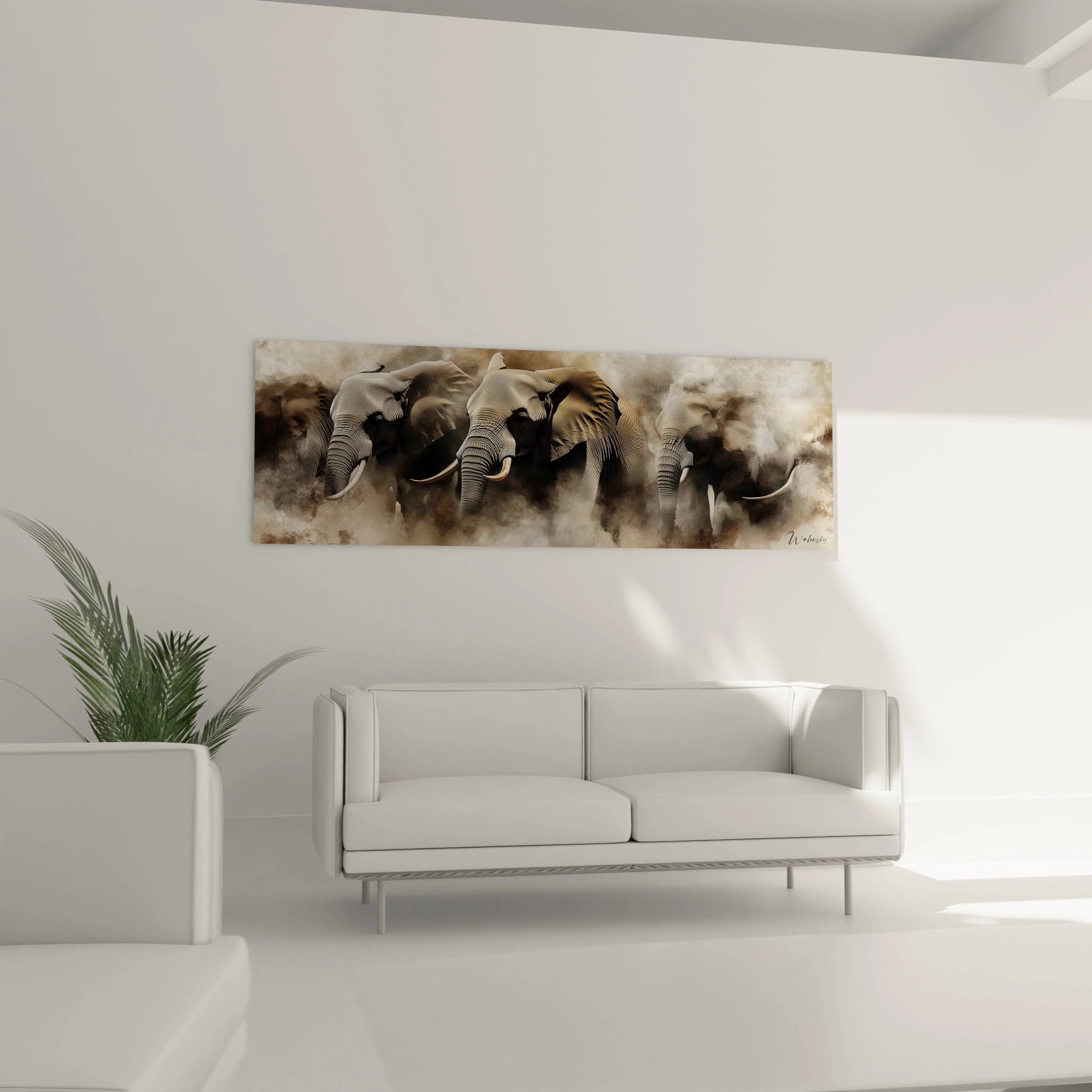 Tableau éléphant Walensky en couleurs douces pour décoration intérieure moderne