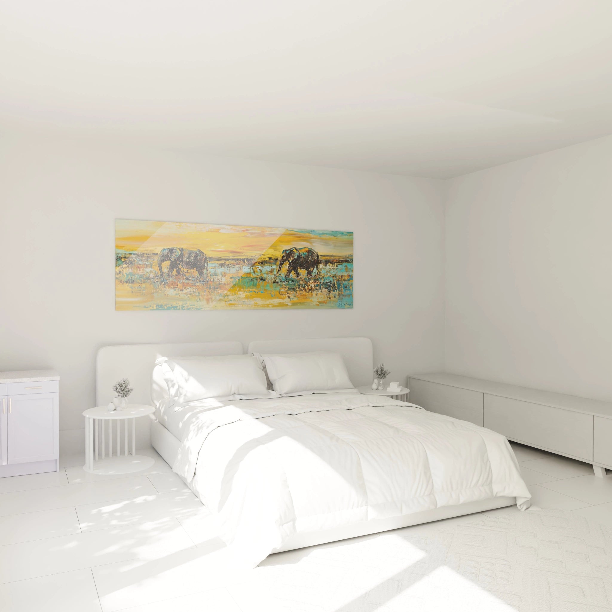 Tableau éléphant de Walensky aux couleurs apaisantes pour décoration murale moderne