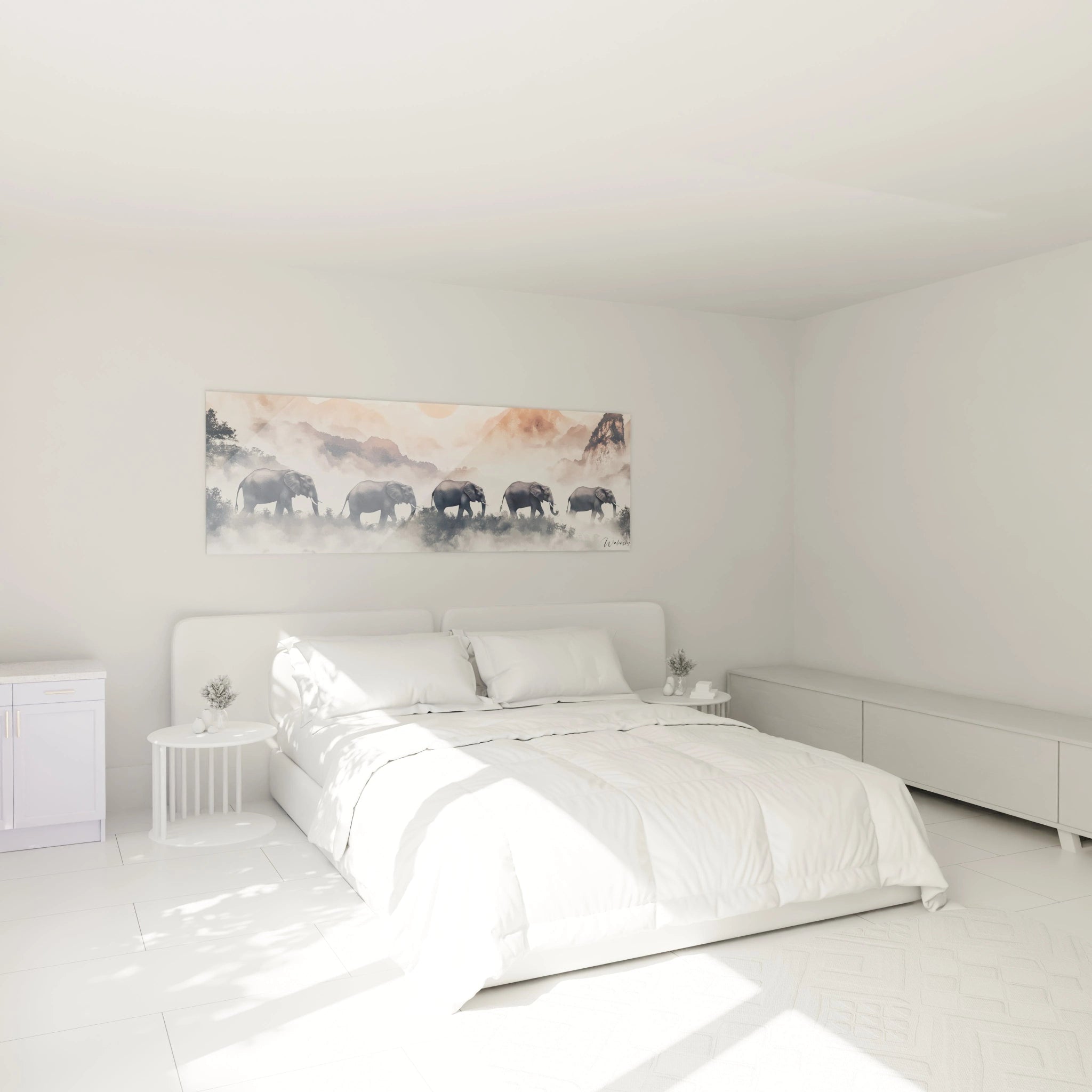 Tableau éléphant Walensky sur fond blanc, décoration murale pour chambre moderne