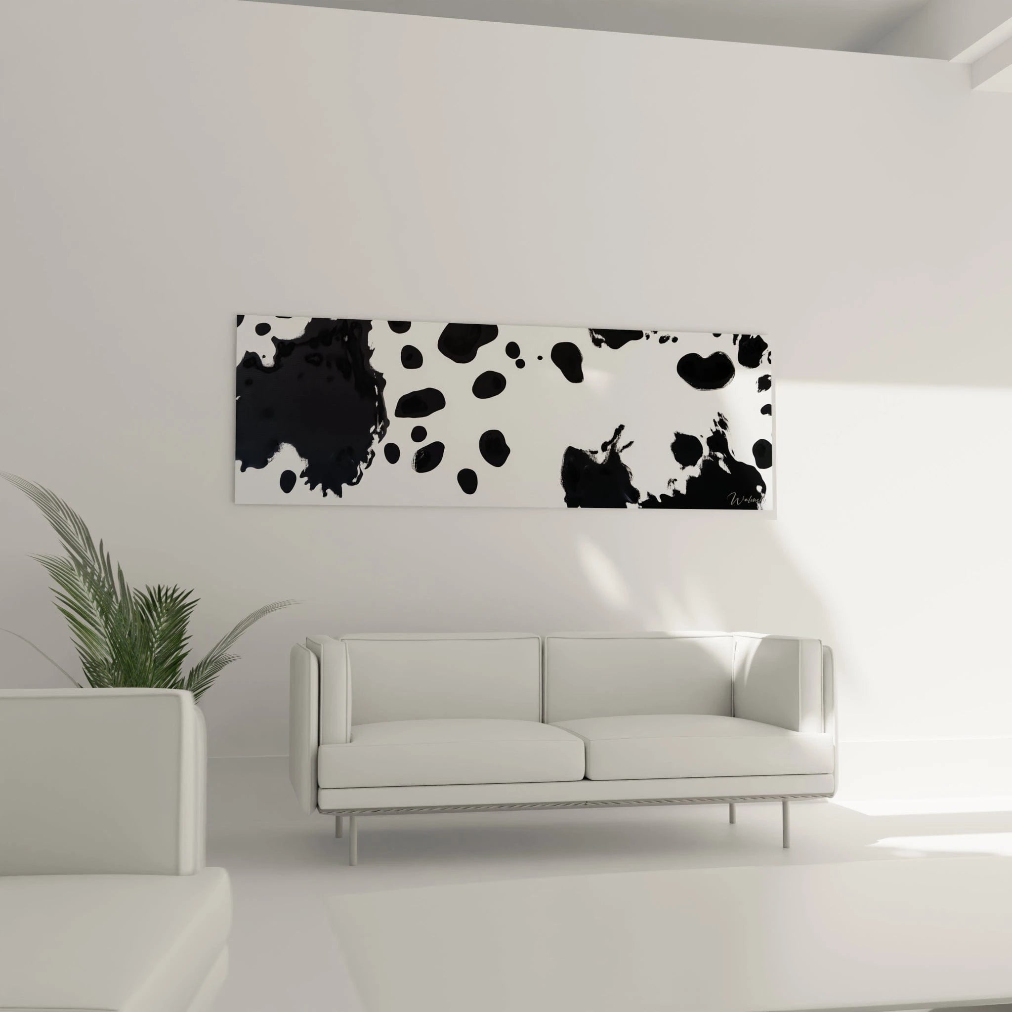 Tableau tacheté noir et blanc de Walensky, idéal pour un décor moderne et élégant