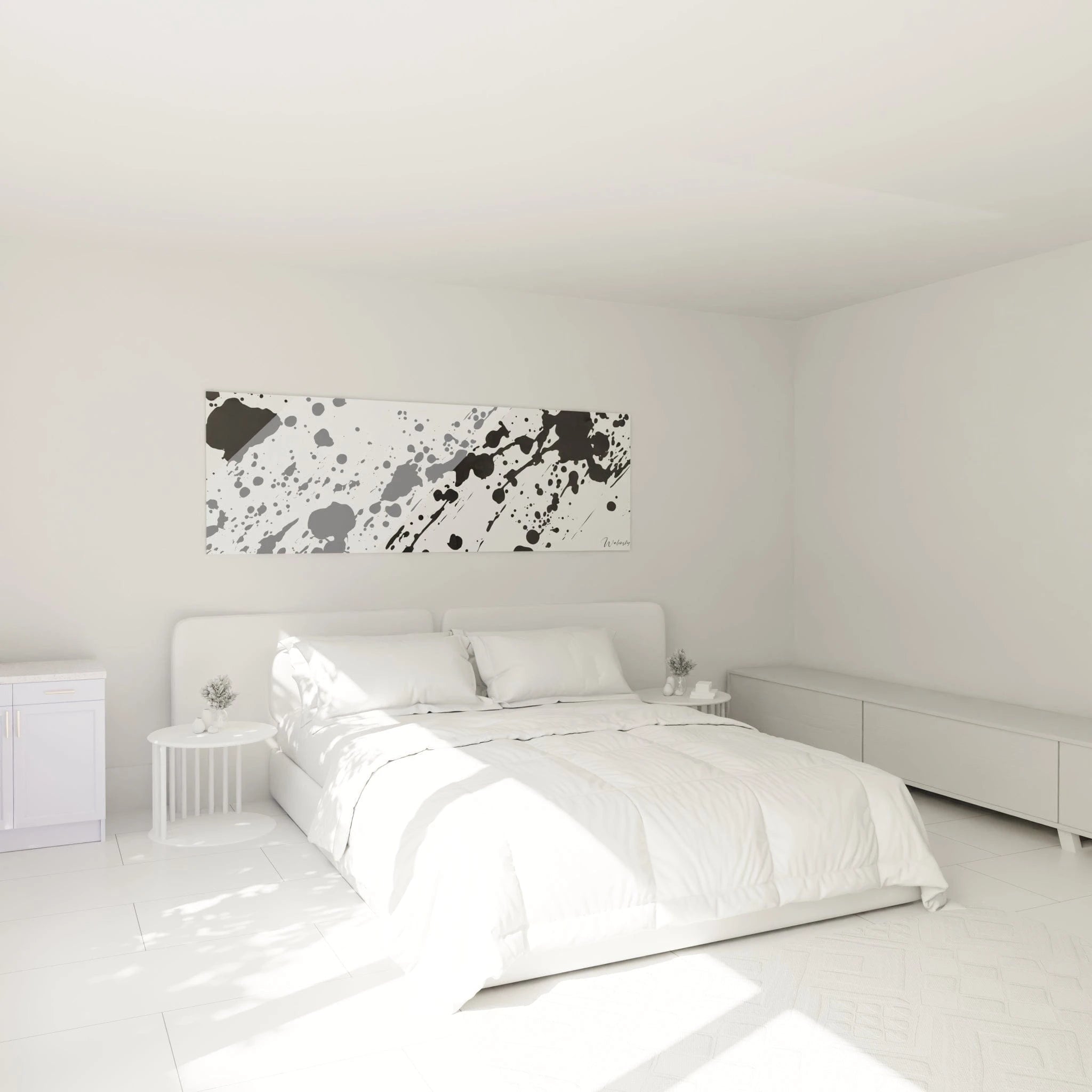 Tableau tacheté noir et blanc de Walensky, parfait pour décorer une chambre moderne