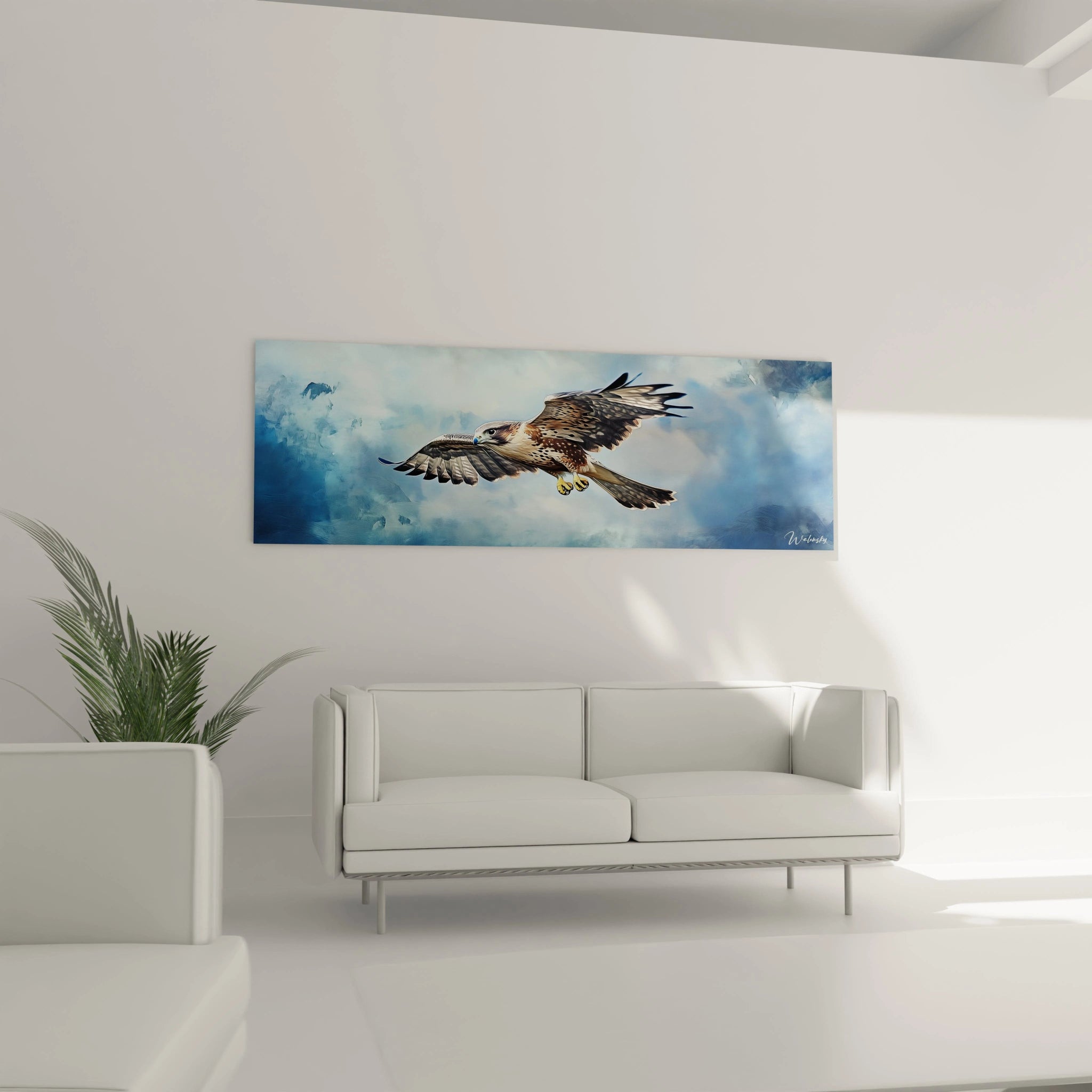 Tableau aigle Walensky en vol à travers un ciel bleu, idéal pour le décor moderne