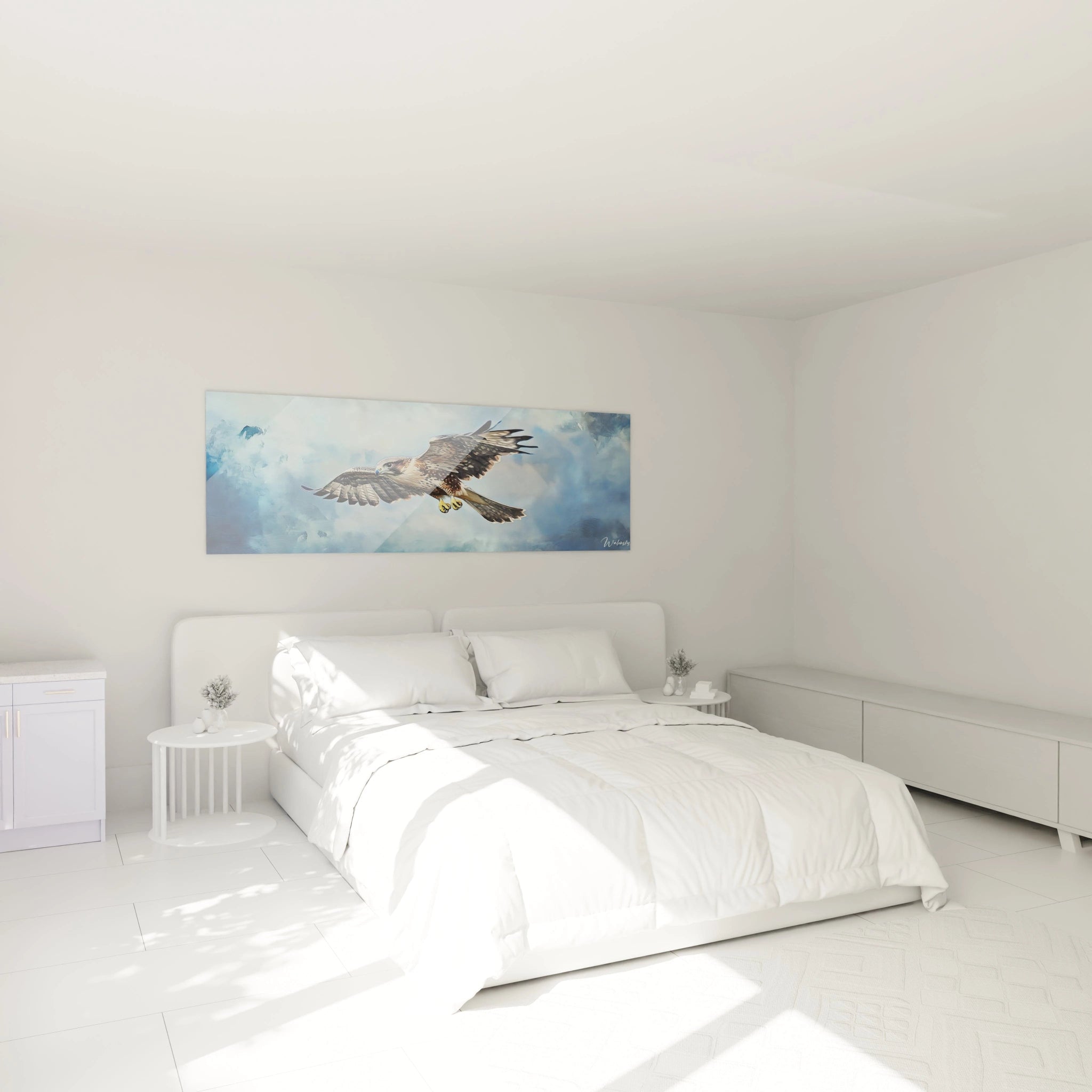 Tableau aigle Walensky avec un aigle en plein vol, idéal pour décorer une chambre moderne