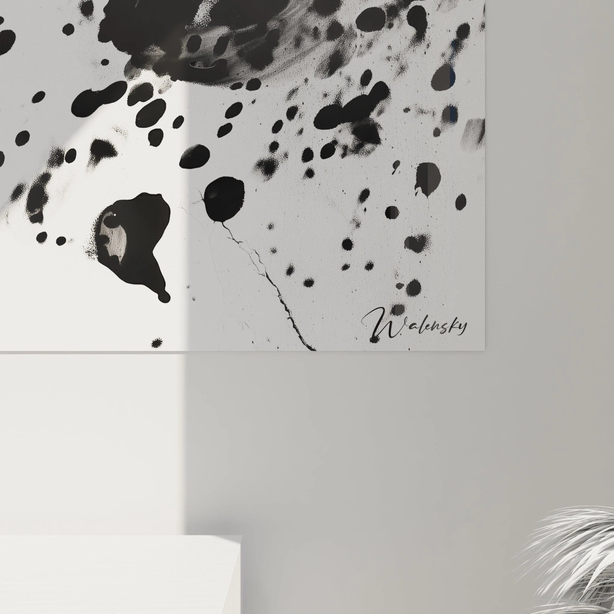 Tableau tacheté noir et blanc de Walensky avec des éclaboussures artistiques modernes