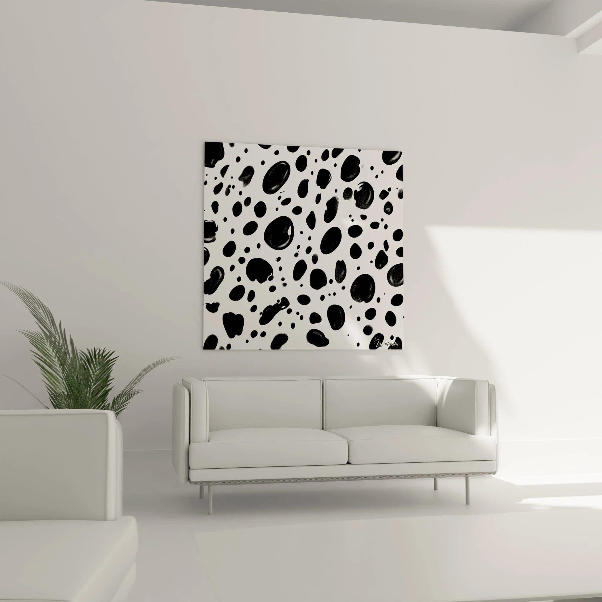 Tableau tacheté noir et blanc de Walensky, ajoutant une touche moderne à votre décoration intérieure