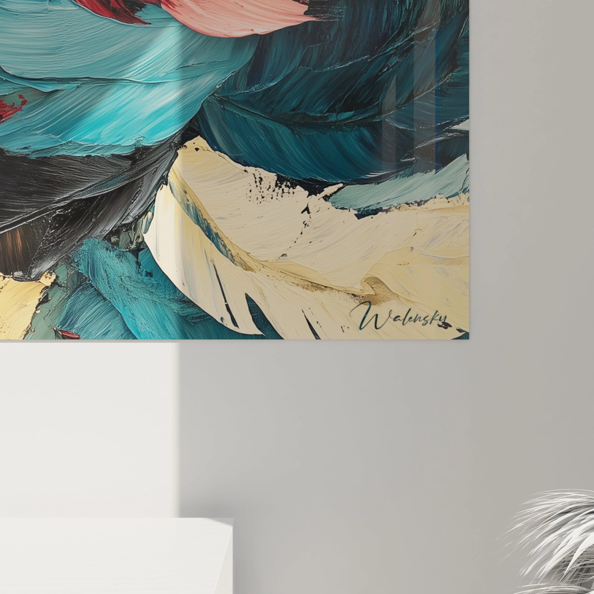 Tableau abstrait Walensky avec des couleurs éclatantes et des textures dynamiques pour une décoration moderne